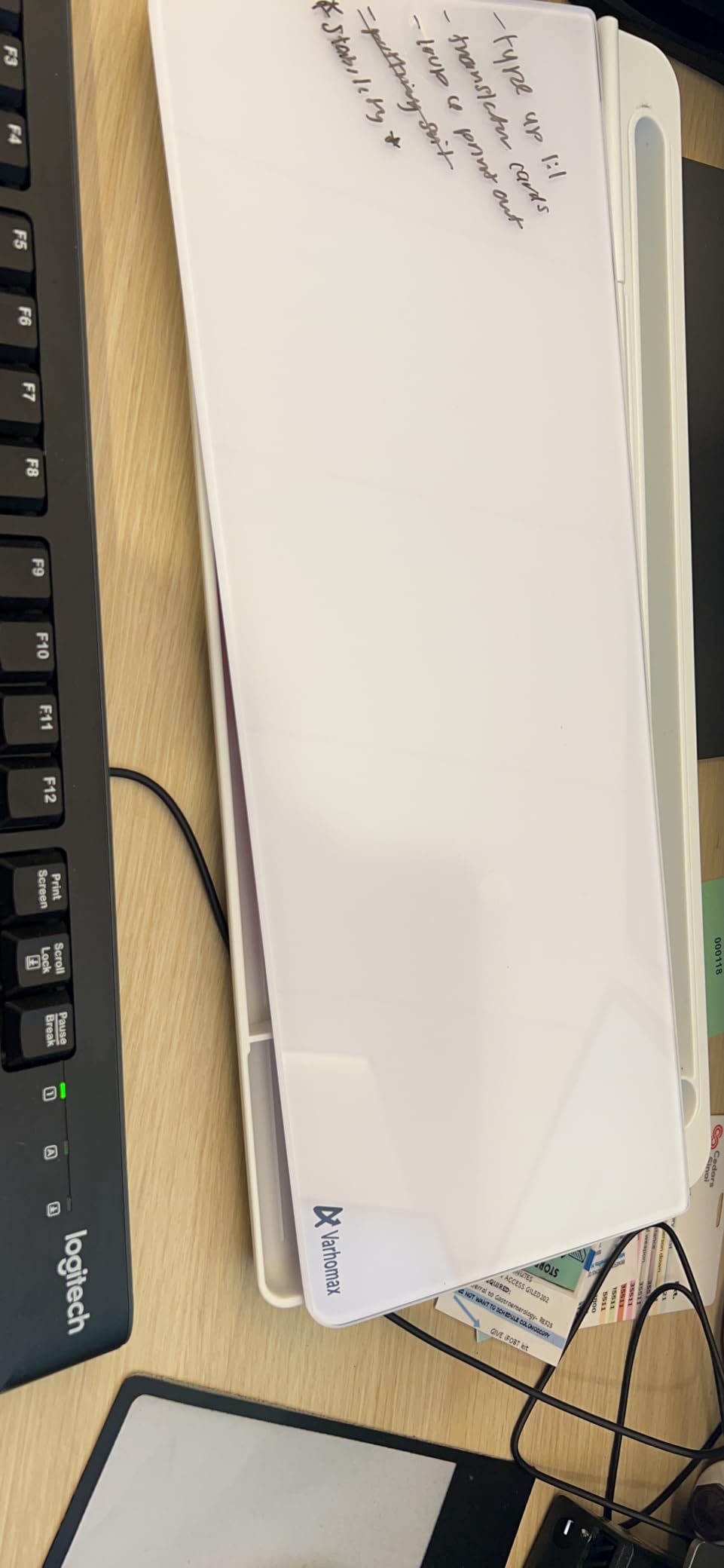 Varhomax Glass Desk Whiteboard with Storage, Desktop Organizer to-do List Memo Notepad Dry Erase White Board for Home Office and School Supplies (White) customer photo 1