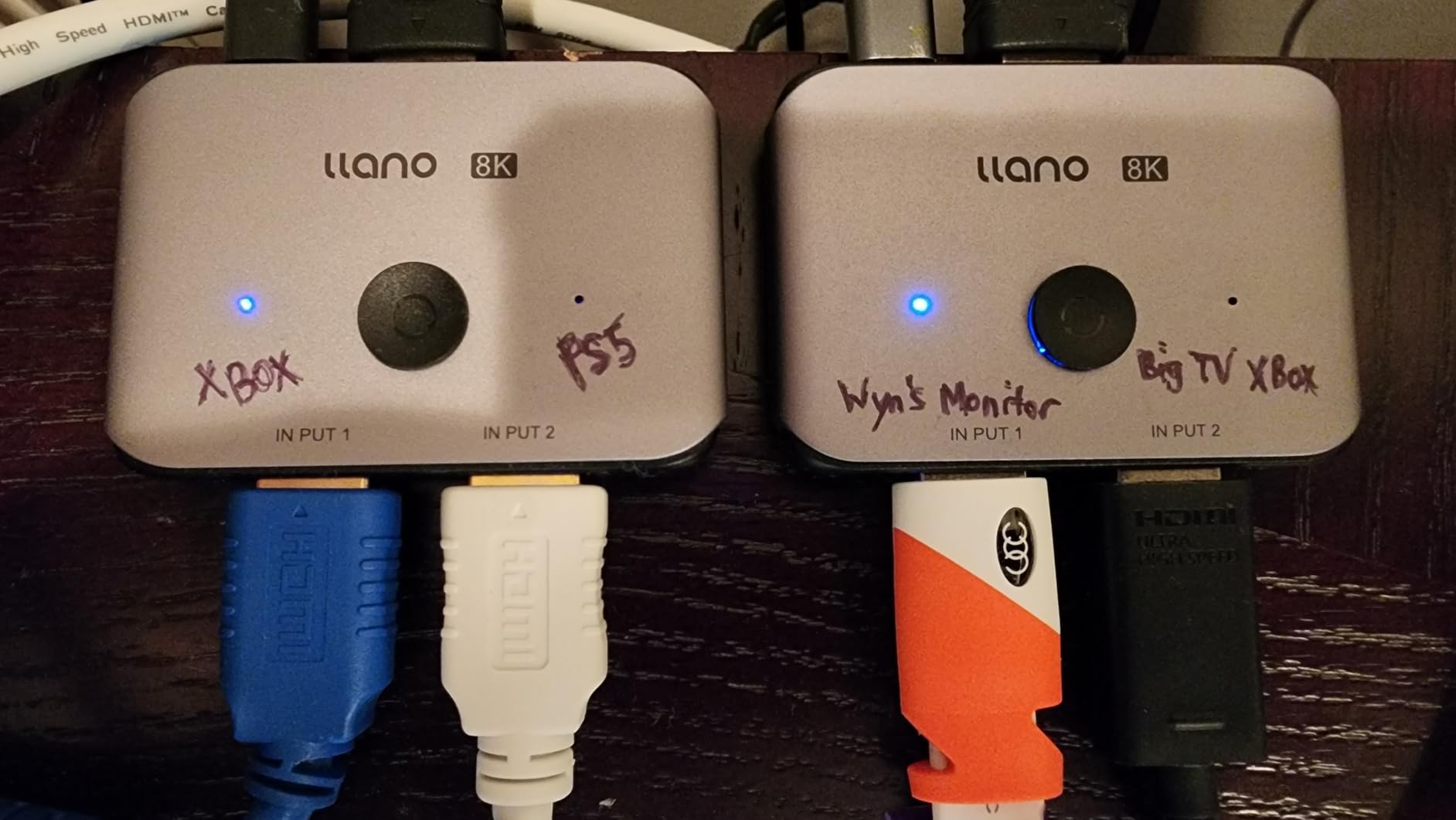 llano HDMI 2.1 Switch 2 in 1 Out 8K@60Hz 4K@120Hz, HDMI Switcher 48Gbps Bidirectional, Supports VRR HDR10 Dolby Atmos, for PS5 Xbox Apple TV Roku Switch 2, Aluminum Alloy Case customer photo 2