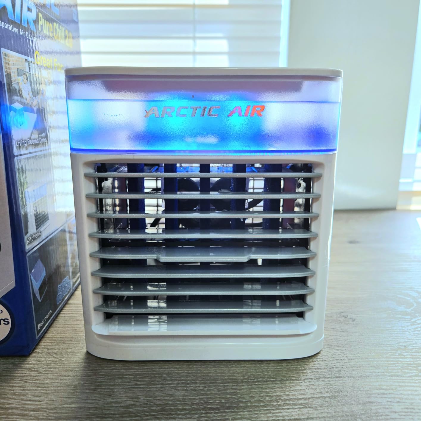 Arctic Air Pure Chill 2.0 Evaporative Air Cooler by Ontel - Powerful, Quiet, Lightweight and Portable Space Cooler with Hydro-Chill Technology For Bedroom, Office, Living Room & More, Blue customer photo 1