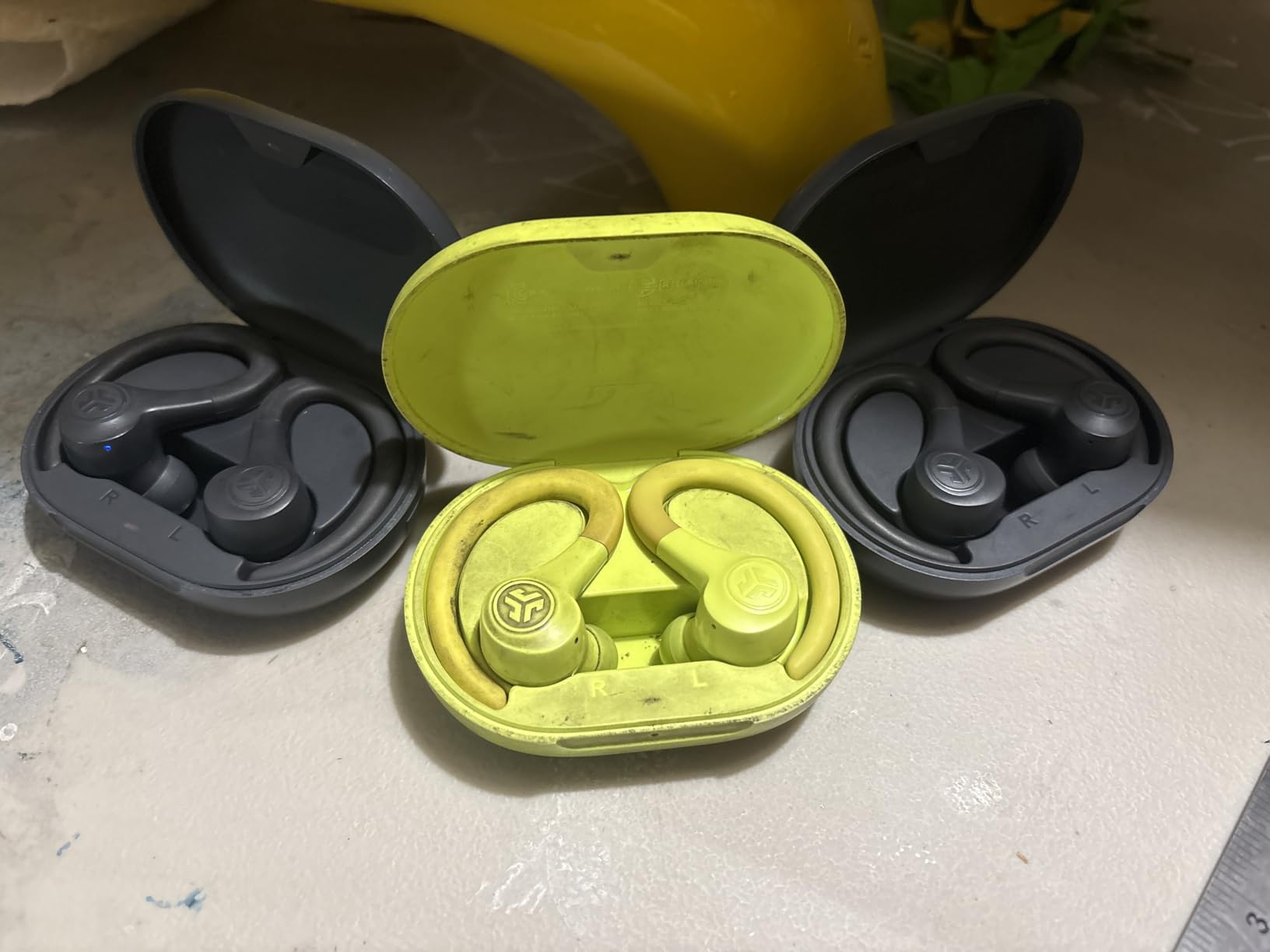 JLab Go Air Sport True Wireless Earbuds, Yellow, Featuring C3 Clear Calling, Secure Earhook Sport Design, 35+ Hour Bluetooth Playtime, and 3 EQ Sound Settings customer photo 1