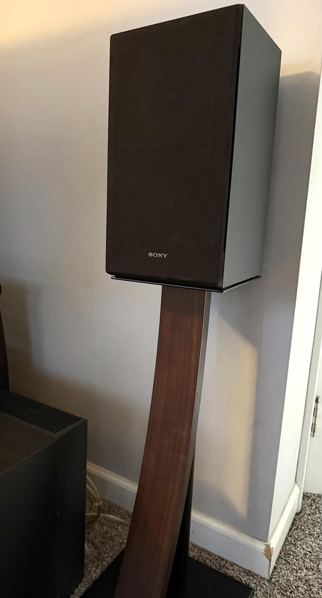 EXIMUS One Pair Fixed Height Universal Speaker Floor Stands with Real Wood - Espresso - 290 Series customer photo 1