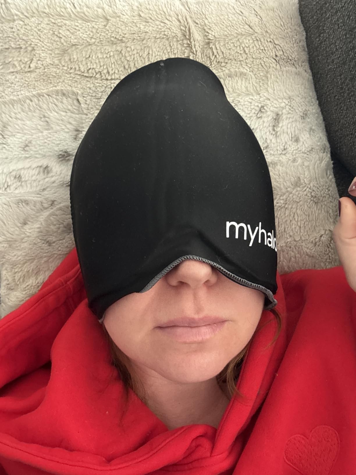 MyHalos Migraine Relief Cap, 30% Thicker, 2X More Cooling Gel - Stays Colder for Longer, Ice Hat, Ice Pack Head Wrap, Cold Headaches & Migraine Mask - Tension Headache Relief Cap (Gray) FSA|HSA Eligible customer photo 1