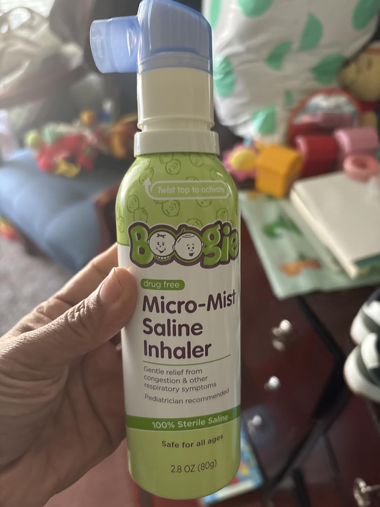 Boogie Micro-Mist Saline Inhaler, Baby Nose Congestion Relief, Nasal Spray for Kids, Pediatrician Recommended, 1.7oz Unscented - Pack of 1 customer photo 1