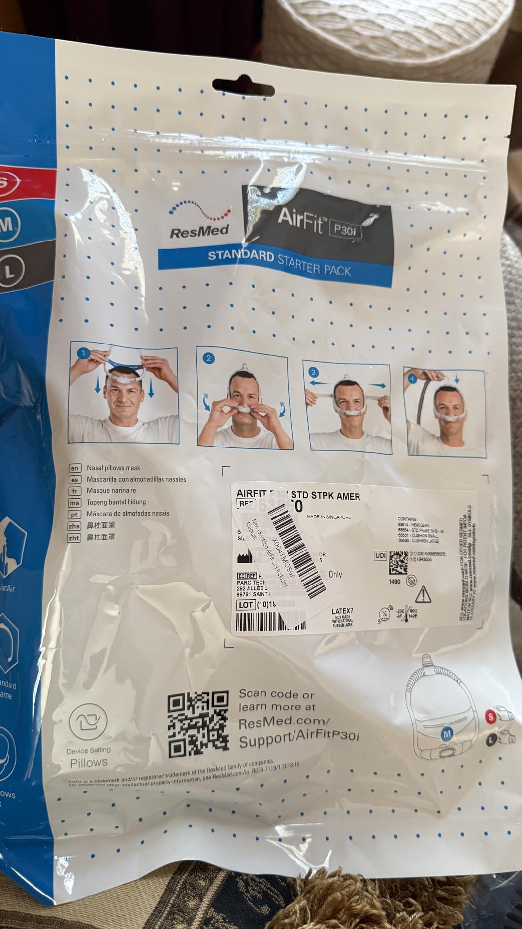 Resmed AirFit P30i Standard Frame System - Replacement CPAP Frame System with Nasal Pillows Cushion - Headgear Not Included - Medium customer photo 1