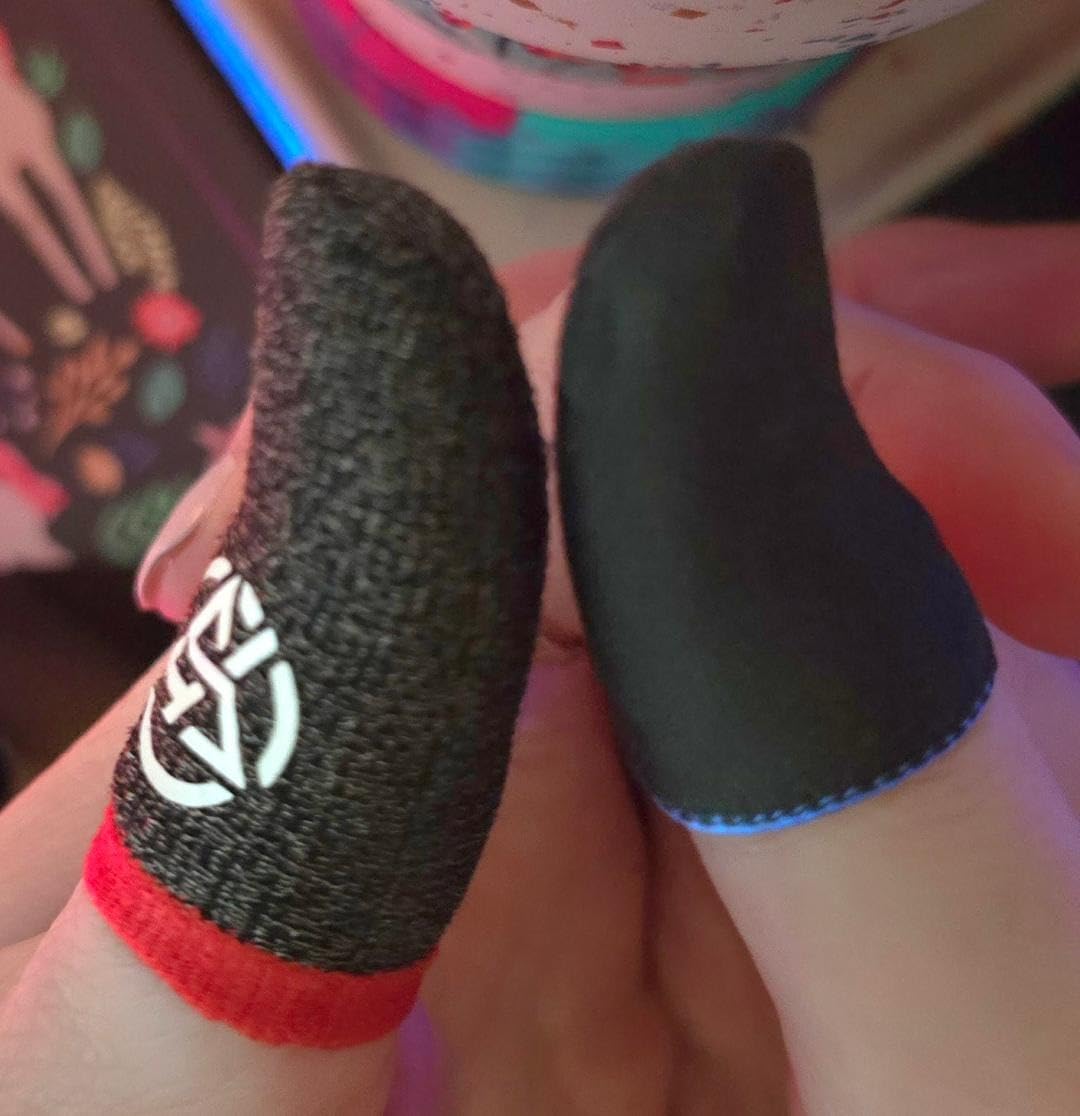 Gaming Gloves for Sweaty Hands - Rakizbe High-Sensitive Anti-Sweat Breathable Seamless Touch Screen Gloves with Thumb Finger Sleeves for iPad/Mobile Game Controller customer photo 2