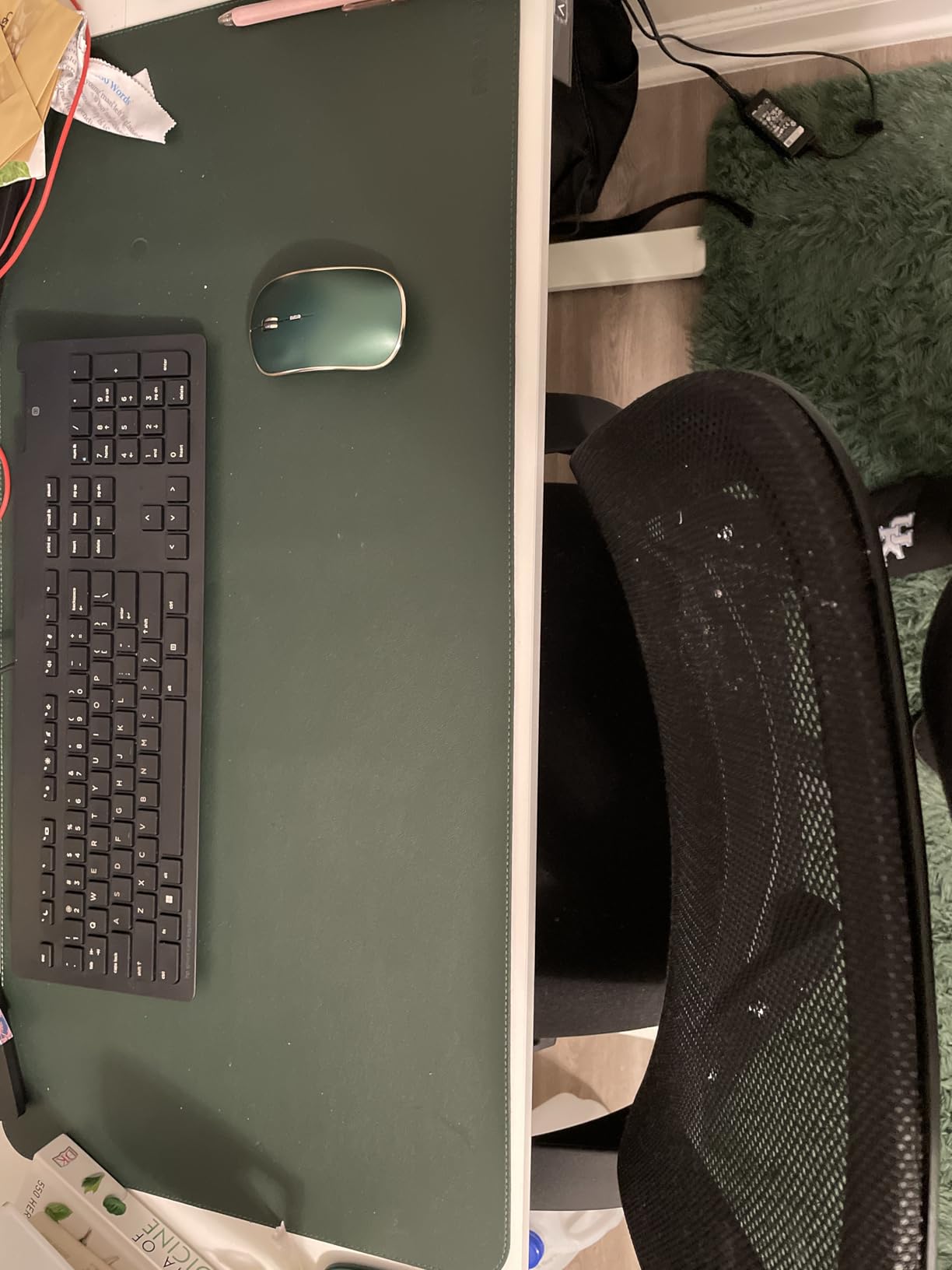 RENMTURE Dual-Sided Mouse Pad, Natural Cork & PU Leather Large Desk Pad for Office and Home Work, Desk Protector Non-Slip, Waterproof, Easy Clean (Black, 36