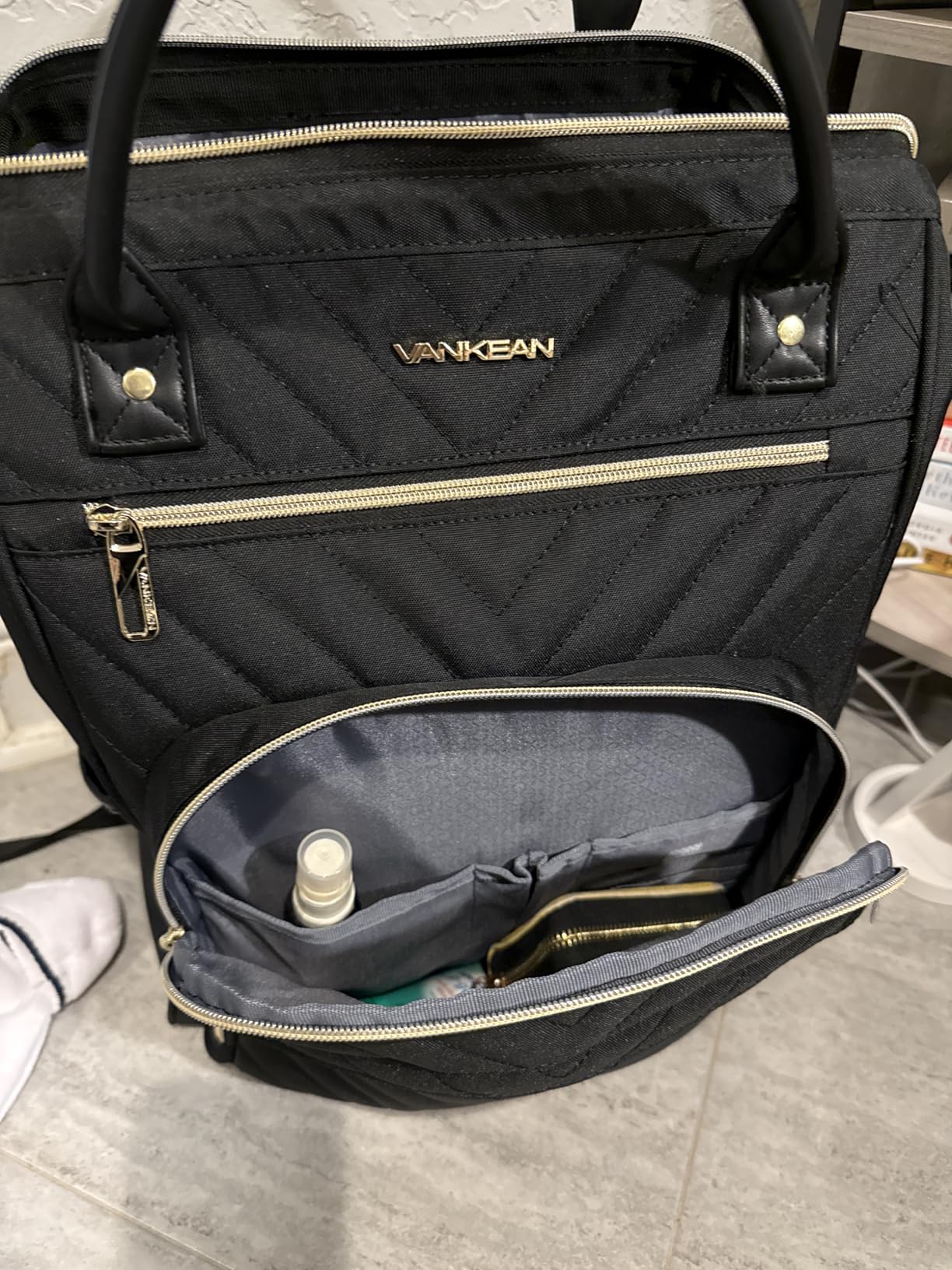 VANKEAN 17 Inch Laptop Backpack for Women Men Fashion Computer Work Bag, Large Capacity Waterproof Backpack with USB Port & RFID Pockets, College Daypack Business Travel, Black customer photo 1