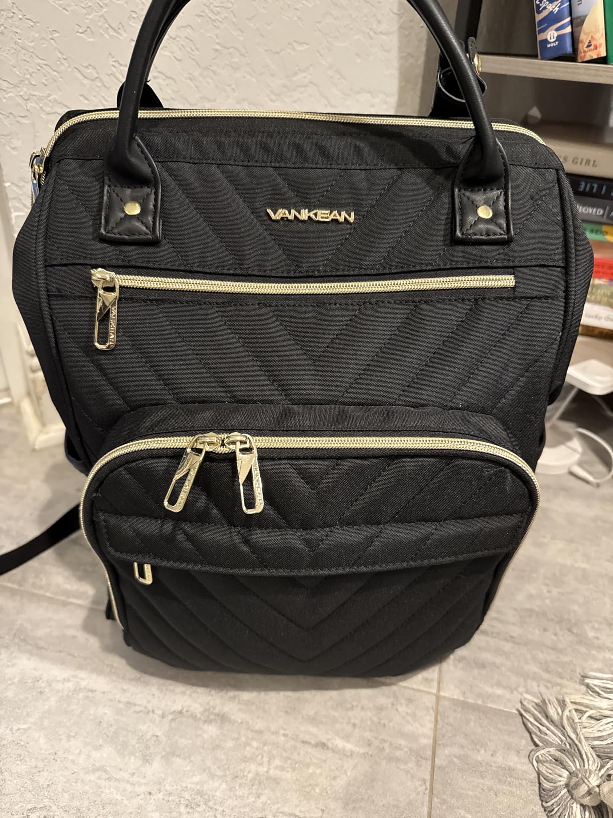 VANKEAN 17 Inch Laptop Backpack for Women Men Fashion Computer Work Bag, Large Capacity Waterproof Backpack with USB Port & RFID Pockets, College Daypack Business Travel, Black customer photo 2