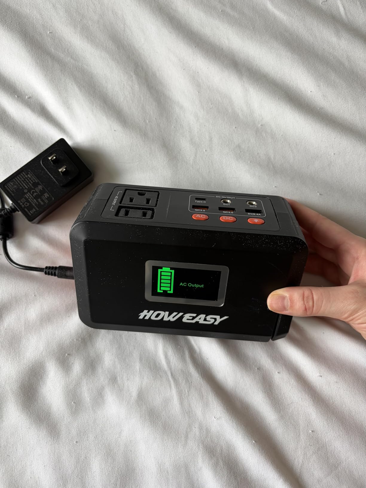 HOWEASY Portable Power Station,120W(240W Peak) Solar Generator,88Wh Lithium Battery Power with 110V AC Outlet/DC/USB/LED Light for Outdoor Camping Trip Hunting Emergency customer photo 1