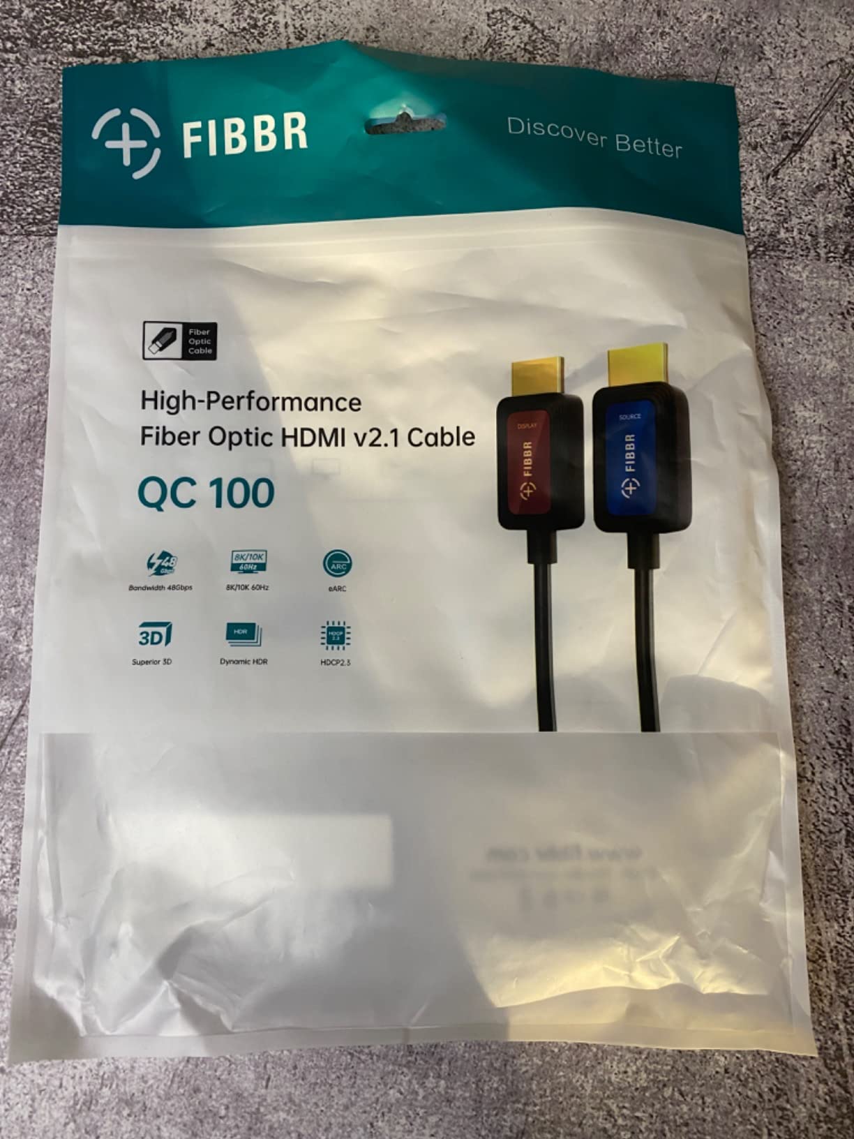 GeoHN.G Fiber Optic HDMI Cable 15ft, 48Gbps High-Speed HDMI 2.1 Cable 8K@60Hz 4K@120Hz Dolby/Dynamic HDR/HDCP 2.3/eARC 8K Fiber One-Direction HDMI Cord Compatible with Blu-ray/TV Box/HDTV/Projector customer photo 1