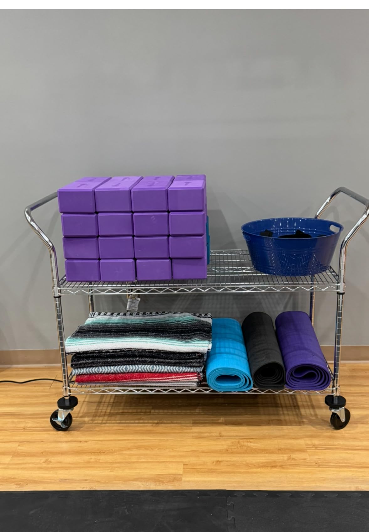 Finnhomy 2 Tier Commercial Grade Rolling Cart, Heavy Duty Utility Cart, Carts with Wheels and Handles, Kitchen Carts on Wheels, Metal Cart with 600 lbs Capacity, Shelf Size 23.6