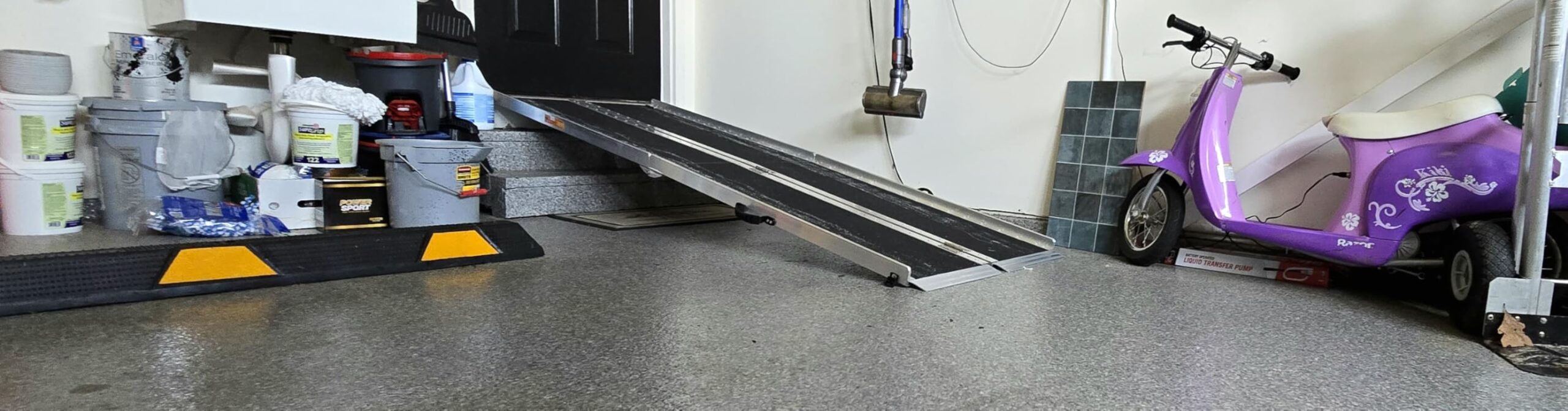 8 Feet Wheelchair Ramp, Non-Slip Aluminum Folded Handicap Ramp with Support Legs, Safer Door Threshold Wheelchair Ramps for Home, Wheel Chair Ramp for Home Steps, Stairs, Entry, Doorways customer photo 1