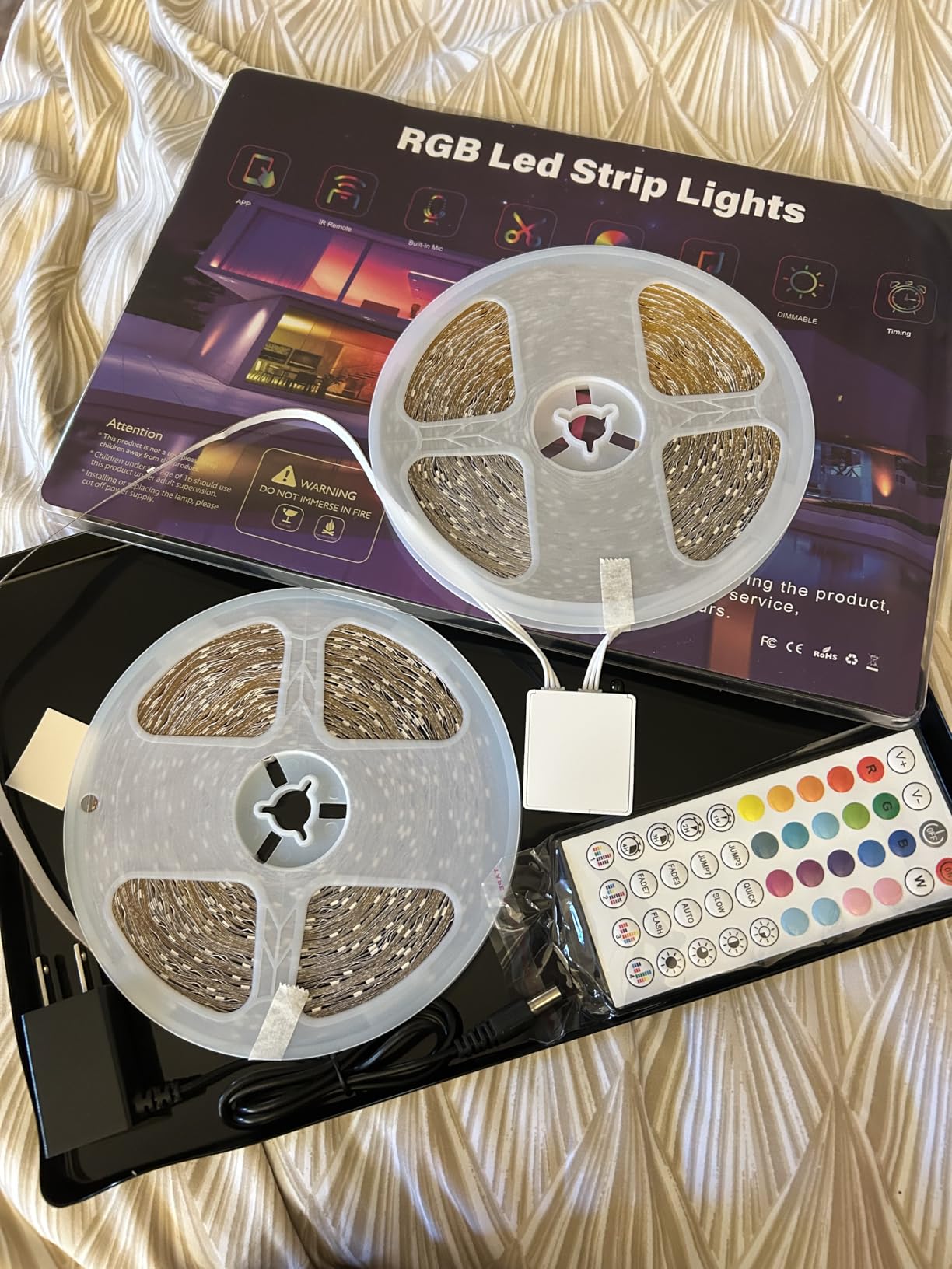 Keepsmile 100ft Led Strip Lights (2 Rolls of 50ft) Bluetooth Smart App Control Music Sync Color Changing RGB Led Light Strip with Remote, Led Lights for Bedroom Room Home Decor Party Festival customer photo 2