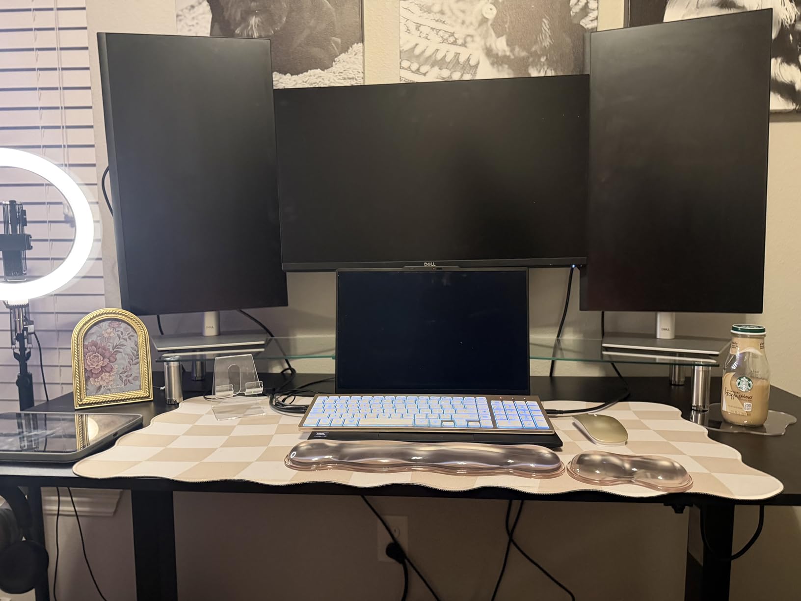 Hemudu Dual Monitor Stand - Adjustable Length and Angle Dual Monitor Riser, Desktop Organizer for PC, Computer, Laptop (Clear) customer photo 1