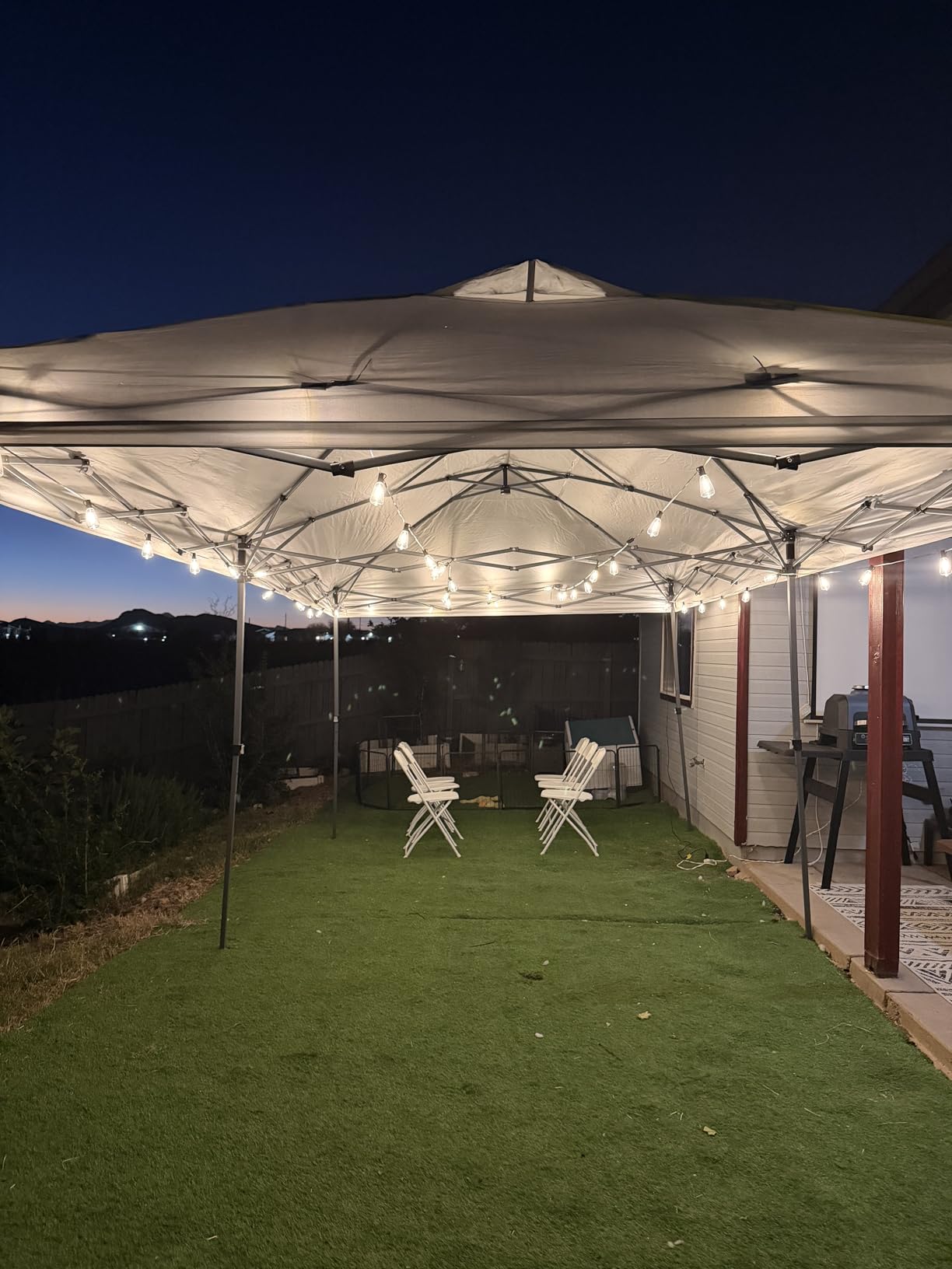 Brightever LED Outdoor String Lights 100FT Patio Lights with 52 Shatterproof ST38 Vintage Edison Bulbs, 2700K Dimmable customer photo 2