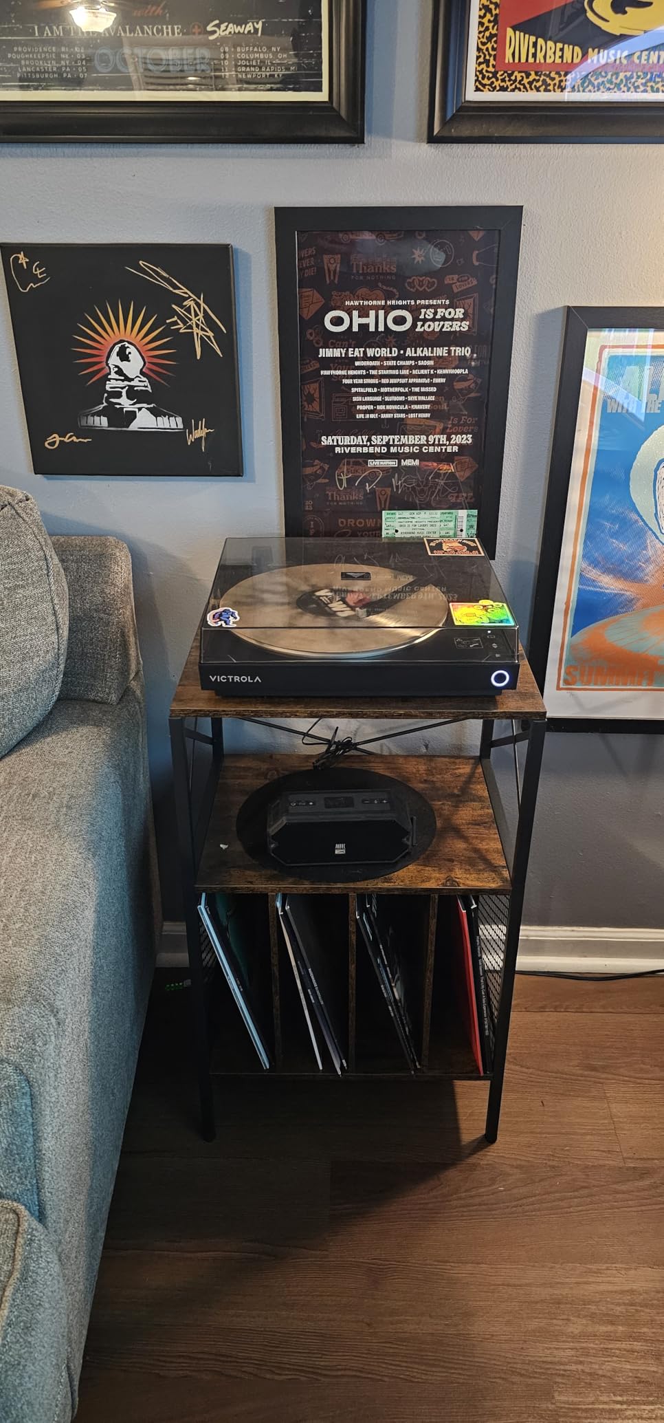 3-Tier Record Player Stand, Vinyl Record Storage Turntables for Vinyl Records, Record Player Table Holds Up to 200 Albums, Mid-Century Turntable Stand for Living Room, Bedroom, Office customer photo 2