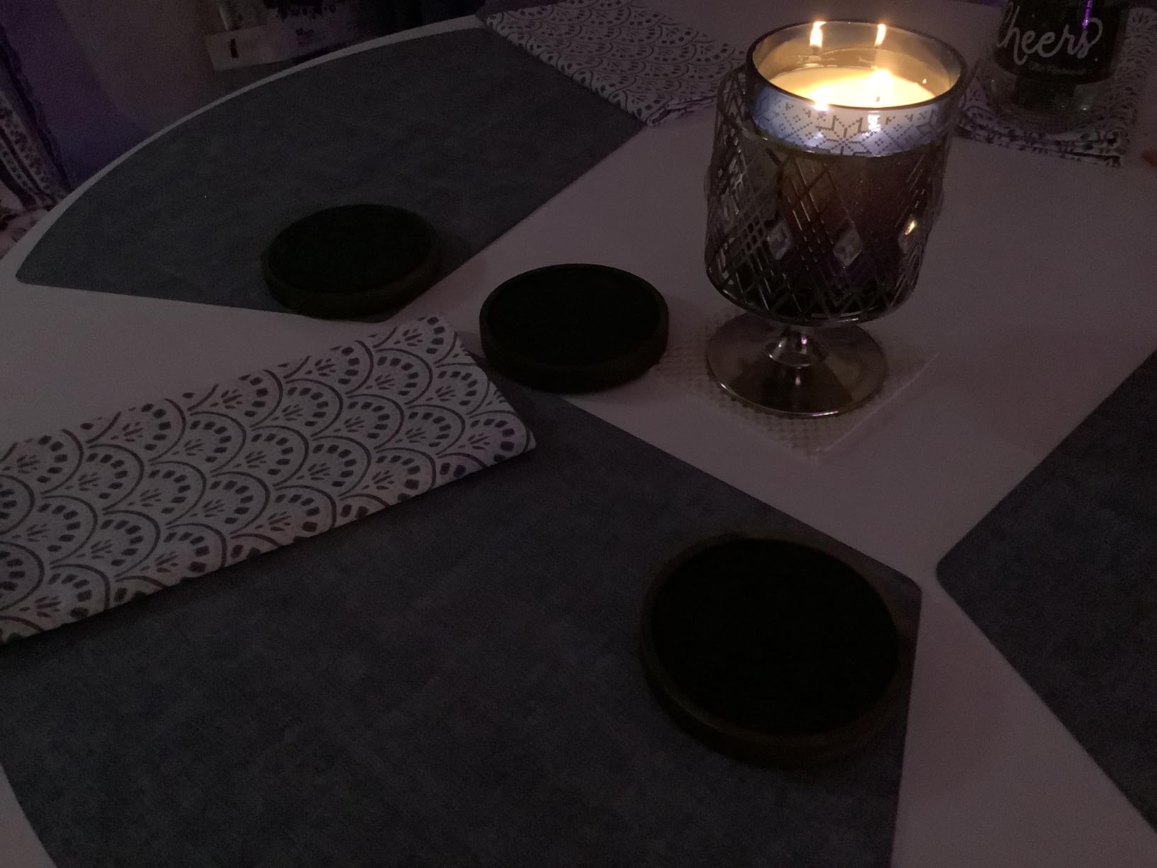 Wood Coaster for Drinks, 4.3 Inch, Set of 6, Absorbent and Insulation Felt Stackable Cup Holders, Coasters for Wooden Table, Designed by S1EGAN customer photo 2