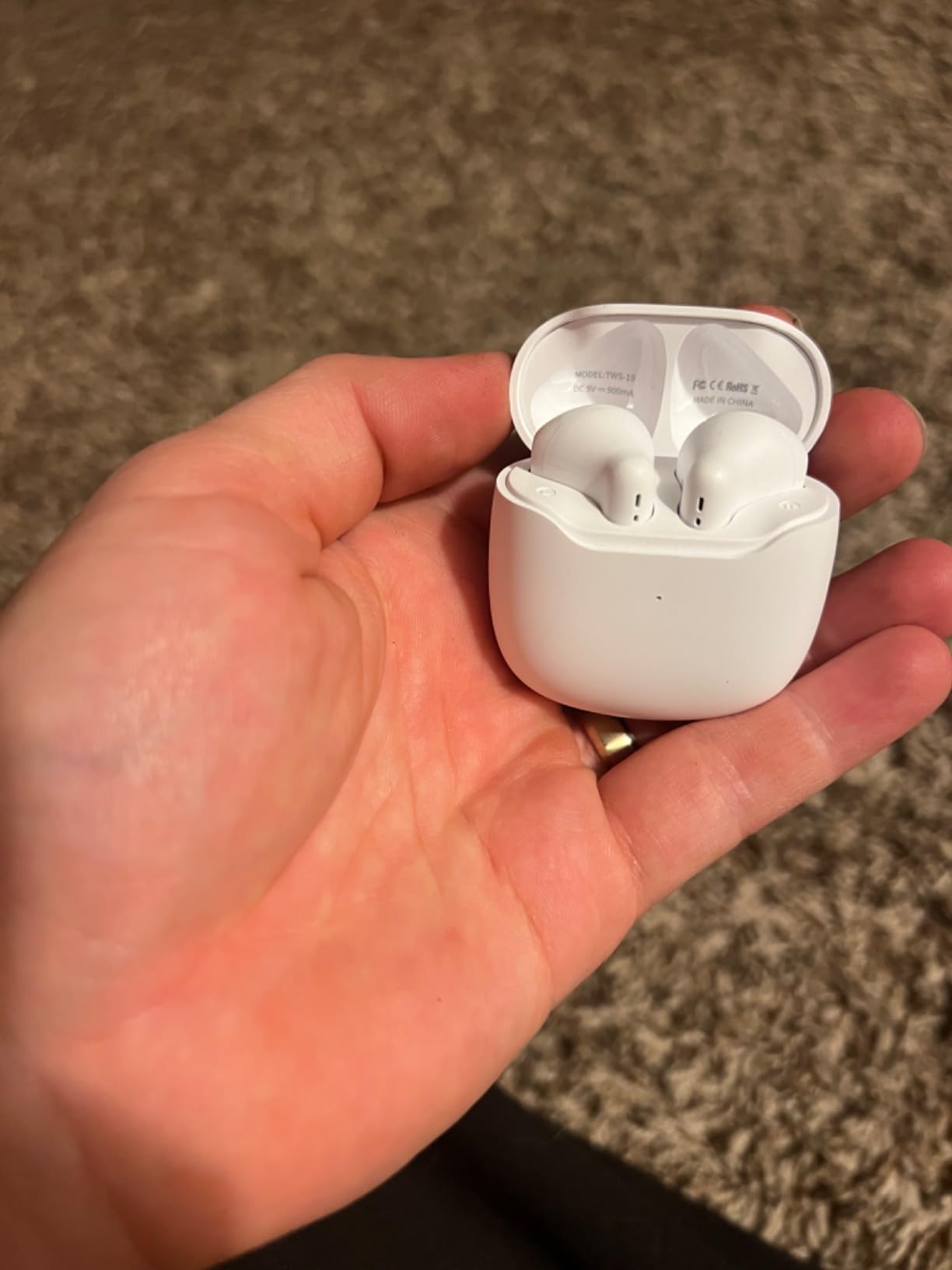 True Wireless Earbuds White Bluetooth 5.3 with Microphone for Working Out Noise Canceling Blue Tooth Ear Buds Deep Bass TWS Wireless Earphones with Charging Case in Ear Headphone for iPhone Android customer photo 1