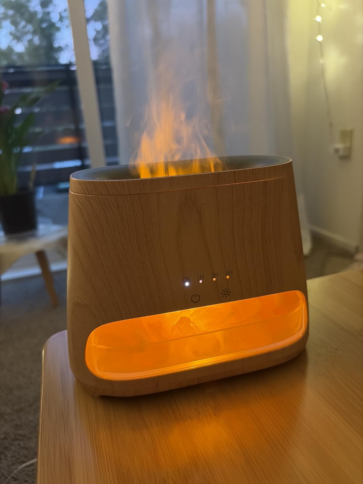 SALKING 2-in-1 Ultrasonic Essential Oil Diffuser & Himalayan Salt Lamp, Aromatherapy Diffuser Cool Mist Humidifier with Auto Off Function, 100% Pure Himalayan Pink Salt Rock, 150ml (Wooden Grain) customer photo 1