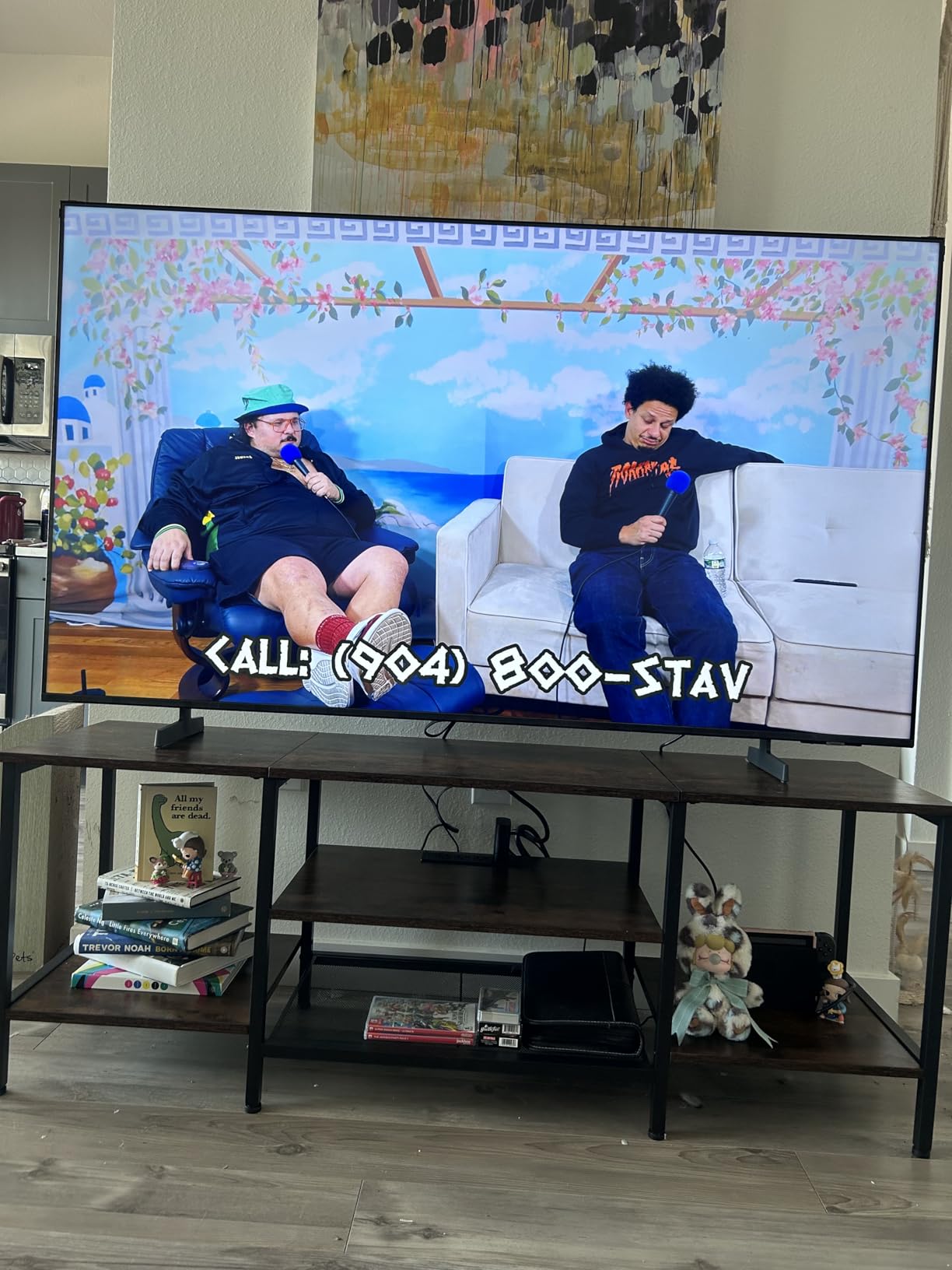 HOOBRO TV Stand with Power Outlets to 75 Inches, TV Console Table with Open Storage Shelves Cabinet, Industrial Media Entertainment Center for Living Room Bedroom, Rustic Brown and Black BF60DS01 customer photo 2