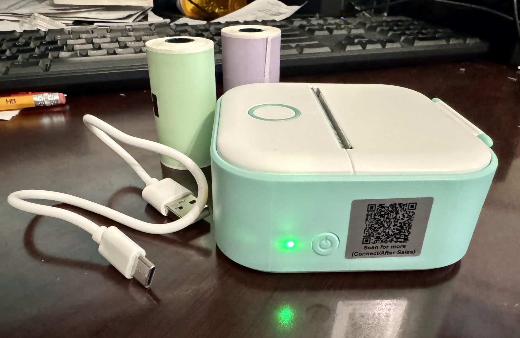 Memoking Mini Sticker Printer T02, Mini Thermal Printer Portable Pocket Label Maker Bluetooth Photo Print Pods Inkless Sticker Maker for Kids, Smart AI APP, for Student Study Note, Journal, DIY, Gift customer photo 1