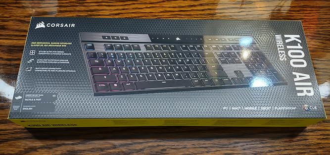 Corsair K100 AIR Wireless RGB Mechanical Gaming Keyboard - Ultra-Thin, Sub-1ms Slipstream, Low-Latency Bluetooth, Cherry MX Ultra Low Profile Keyswitches - NA Layout, QWERTY - Black customer photo 2