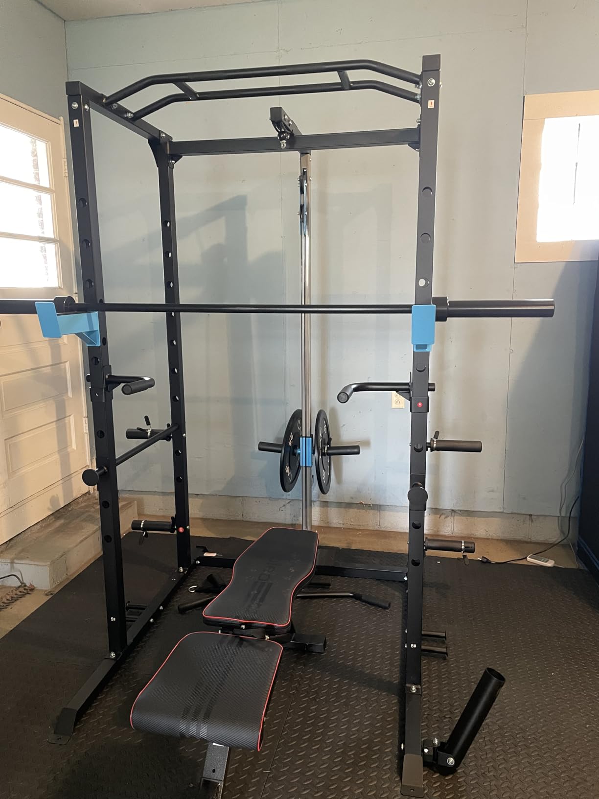Power Cage, Multi-Functional Power Rack with J-Hooks, Dip Handles, Landmine Attachment and Optional Cable Pulley System for Home Gym customer photo 2