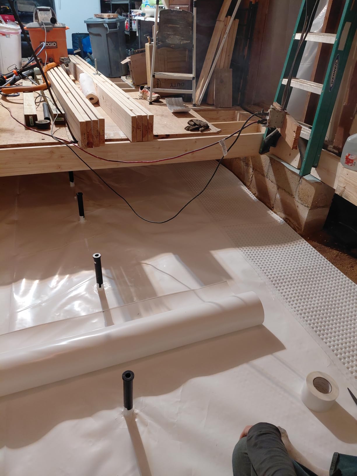 Whitecap Dimple Drainage Matting 4' x 50' - Heavy Duty Foundation Drainage Membrane for Crawl Space & Basement, Protects Vapor Barriers, Improves Water Flow, Waterproof Floor Underlayment customer photo 2