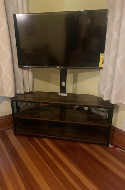 Rolanstar TV Stand with Mount and Power Outlet, Swivel TV Stand with LED Lights for 32/45/55/60/65/70 inch TVs, Black Entertainment Center Media Console with Height Adjustable Mount customer photo 1