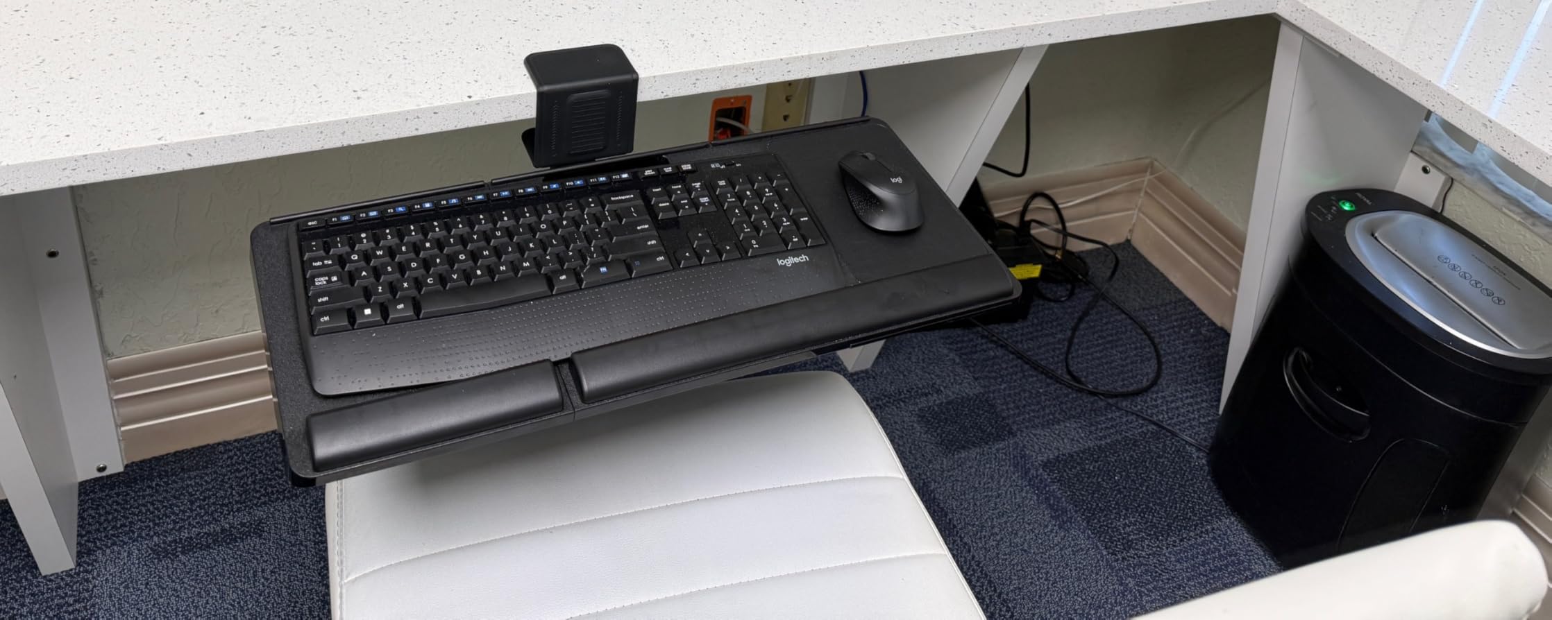 Klearlook Upgraded Adjustable Keyboard Tray for Above Desk & Under Desk Use - Ergonomic Sit-Stand Keyboard Riser with 360° Rotation, 24.4