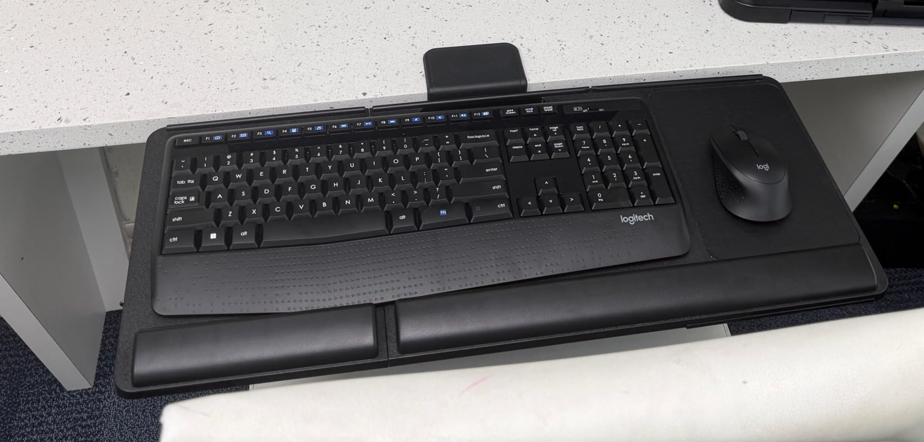 Klearlook Upgraded Adjustable Keyboard Tray for Above Desk & Under Desk Use - Ergonomic Sit-Stand Keyboard Riser with 360° Rotation, 24.4