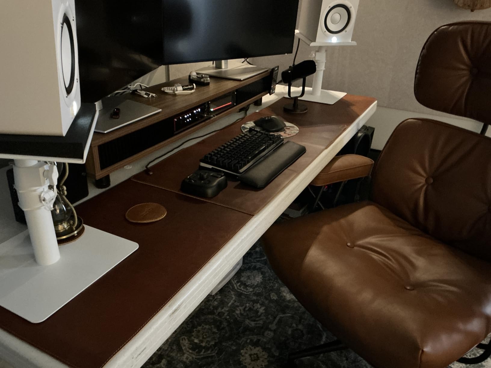 Elizo Real Leather Desk Mat Set (32x16) Large Desk Cover Desk Blotter Protector Computer Gaming Mouse Pad Table Laptop Office Desktop Accessories customer photo 2