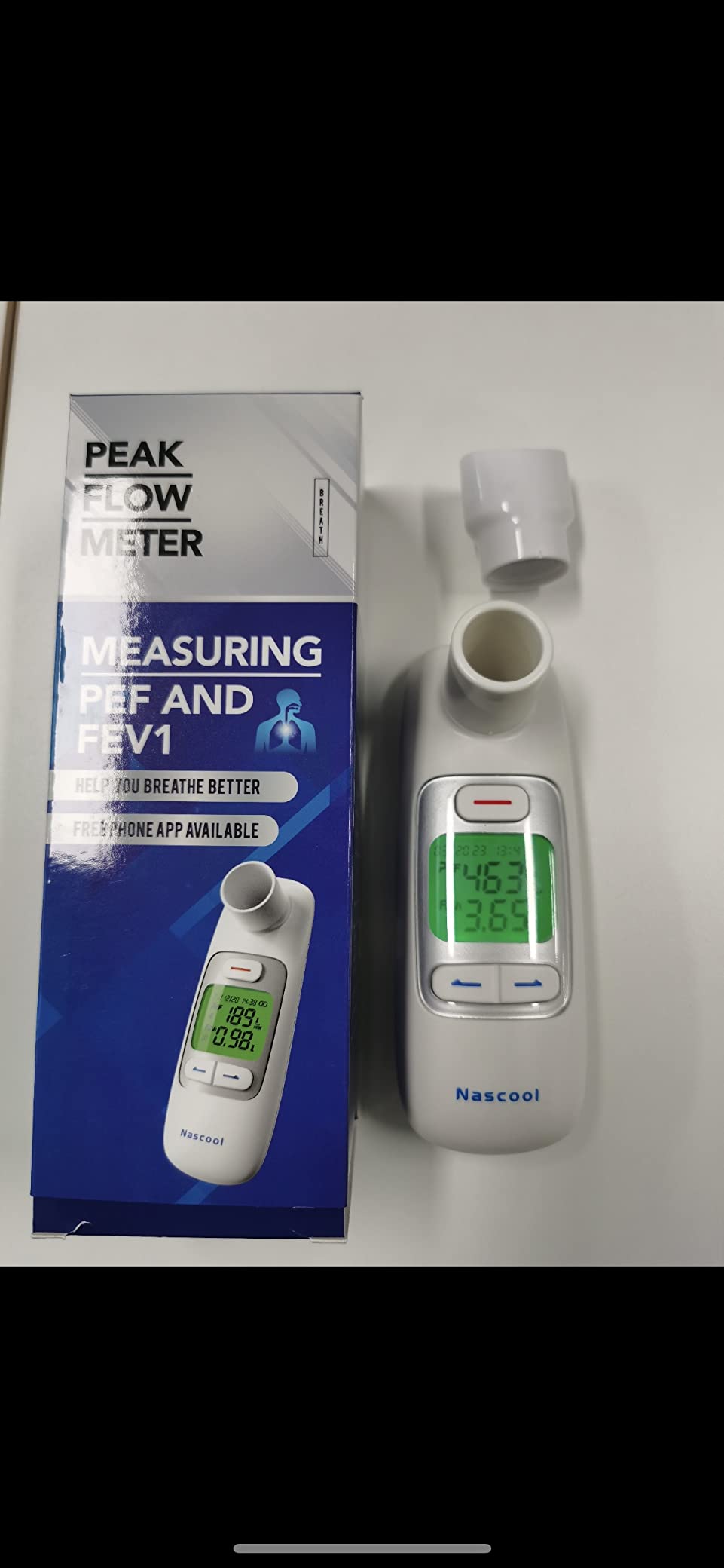 Peak Flow Meter with Bluetooth APP Spirometer for Asthma Monitor Tests PEF FEV1 Home Medical for Kids Adults with 300 Records Storage Function customer photo 1