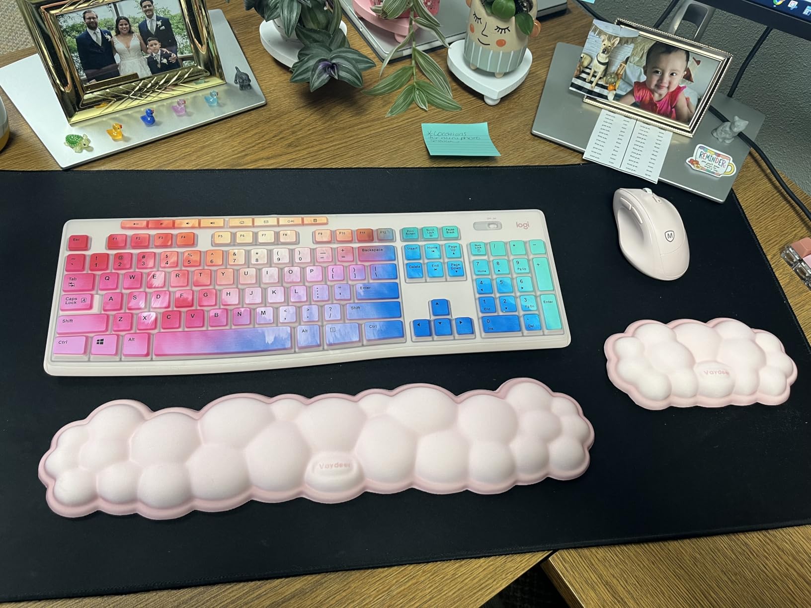 Keyboard Cover Skin Protector for Logitech MK295 MK275 MK270 Wireless Keyboard, Logitech K200 K260 K270 K275 K295 MK200 MK260 Ultra Thin Desktop PC Silicone Keyboard Cover-Colorful customer photo 1