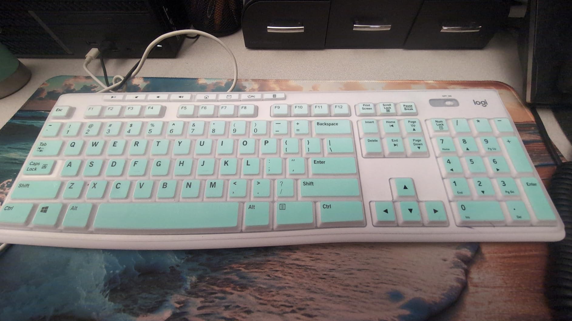 Keyboard Cover Skin Protector for Logitech MK295 MK275 MK270 Wireless Keyboard, Logitech K200 K260 K270 K275 K295 MK200 MK260 Ultra Thin Desktop PC Silicone Keyboard Cover-Colorful customer photo 2