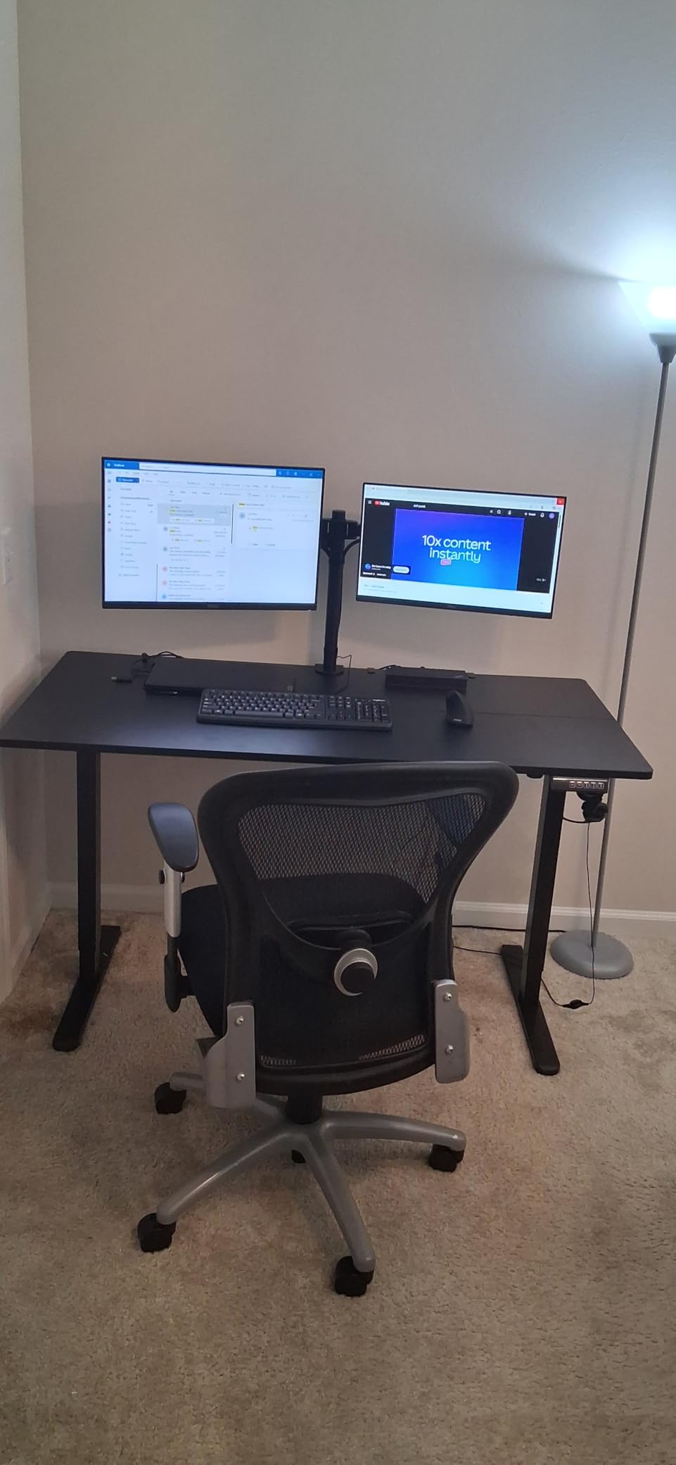 VIVO Dual Monitor Desk Mount, Heavy Duty Fully Adjustable Stand, Fits 2 LCD LED Screens up to 32 inches and 22 lbs Each, Black, STAND-V032 customer photo 2