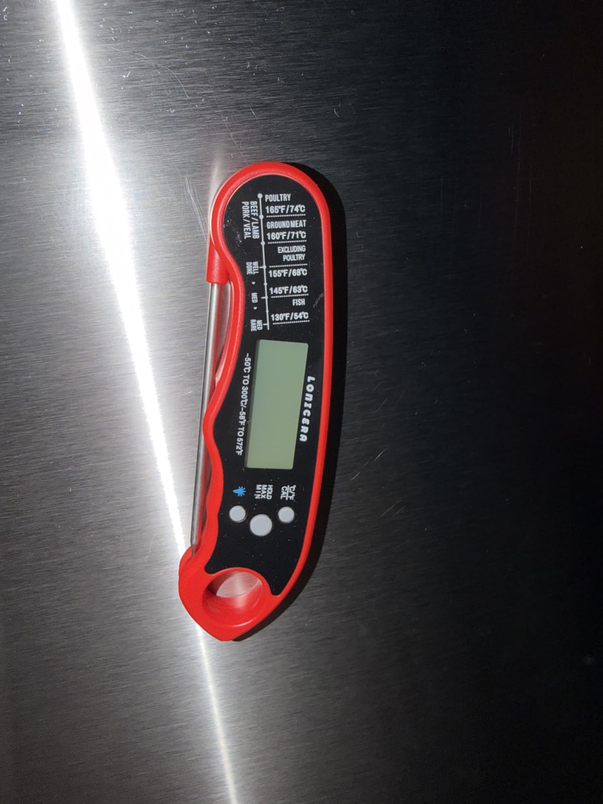 Lonicera Meat Thermometer Digital for Cooking Food. Waterproof & Instant Read for Kitchen Baking, BBQ. with Foldable Probe, Backlight & Calibration (Red) customer photo 1
