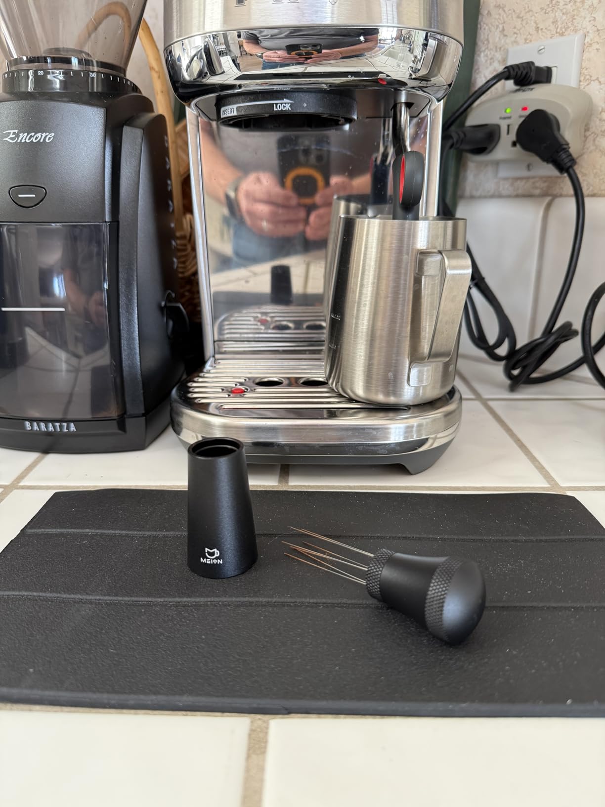 WDT Espresso Distribution Tool Espresso Stirrer Tools for Barista, 0.35mm 7 Needles Espresso Coffee Stirrer with Extra 7 Replaceable Needles, Aluminum Alloy Handle with Stand (Black) customer photo 1