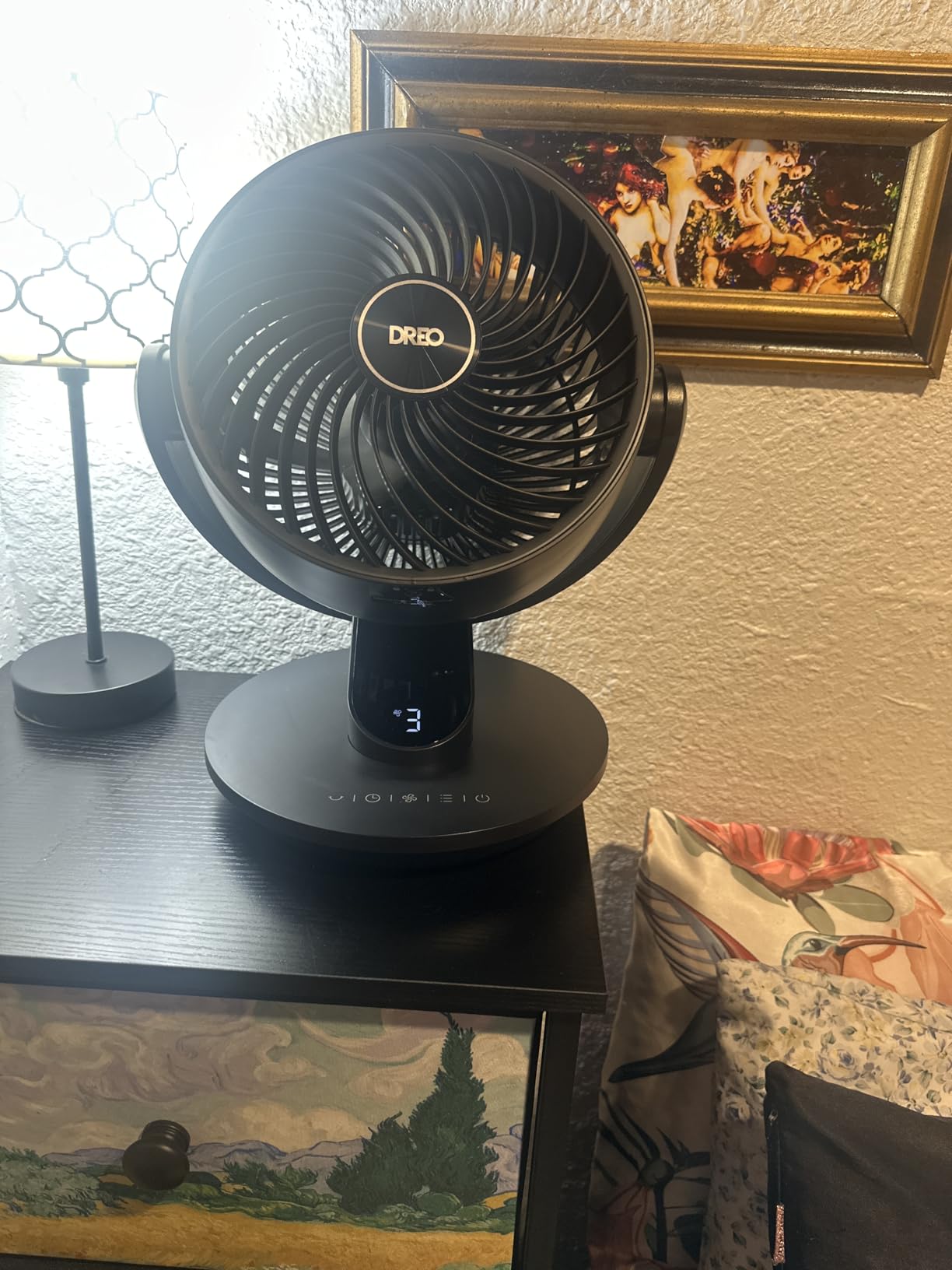 DREO Fan for Bedroom, 13-Inch Oscillating Table Air Circulator Fan for Whole Room, 120° Tilt Adjustment, 28dB Ultra-Quiet, 70ft Powerful Airflow, 4 Speeds Desk Fans with Remote for Home, Office customer photo 2