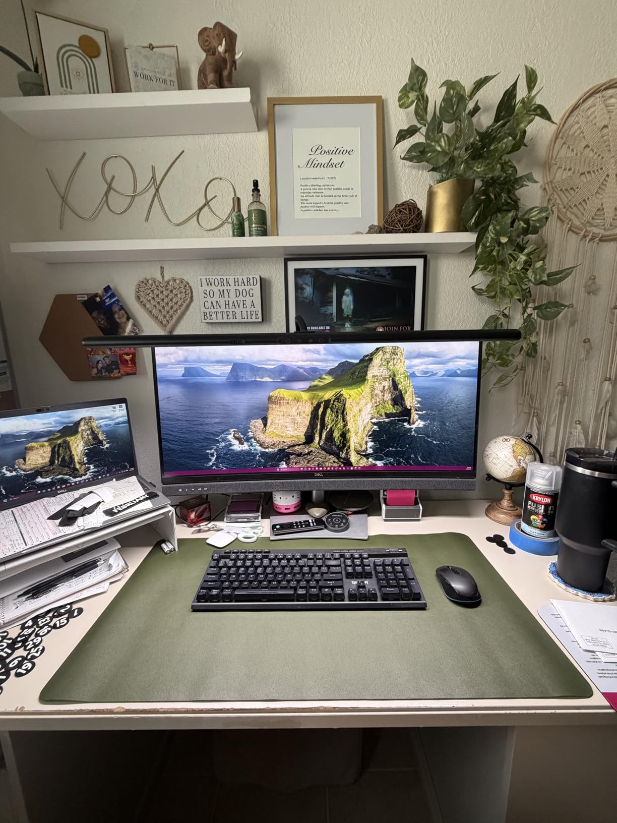 YSAGi Double-Sided Desk Pad, Leather Desk Mat, Eco Cork Desk Pad Protector, Large Mouse Pad for Desk, Waterproof Desk Blotter Pad, Desk Writing Pad for Office Work/Home (23.6