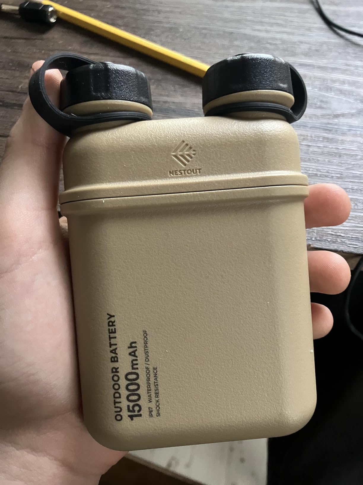 ELECOM NESTOUT Rugged Power Bank, 15000mAh Outdoor Charger, 32W USB C Fast Charging PD, Waterproof IP67, Heavy Duty Shockproof, Tactical Battery Pack for iPhone Tablet Hiking Camping Survival (Gray) customer photo 2