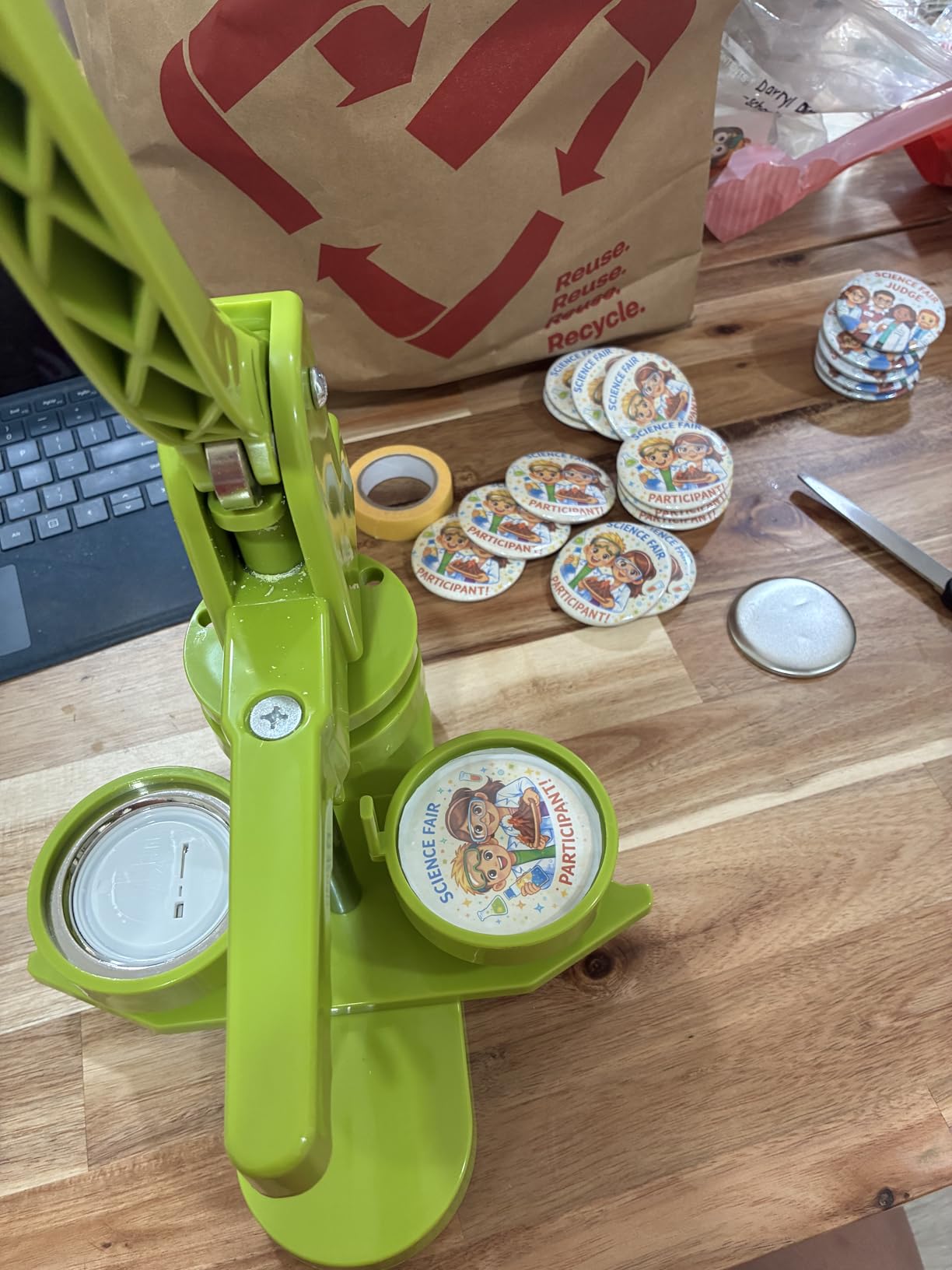 Happizza Button Maker Machine, 75mm(3 inch) DIY Pin Button Maker Press Machine Kit, Badge Button Press Machine Pin Maker Machine with Free 100pcs Button Parts&Pictures&Circle Cutter&Magic Book customer photo 1