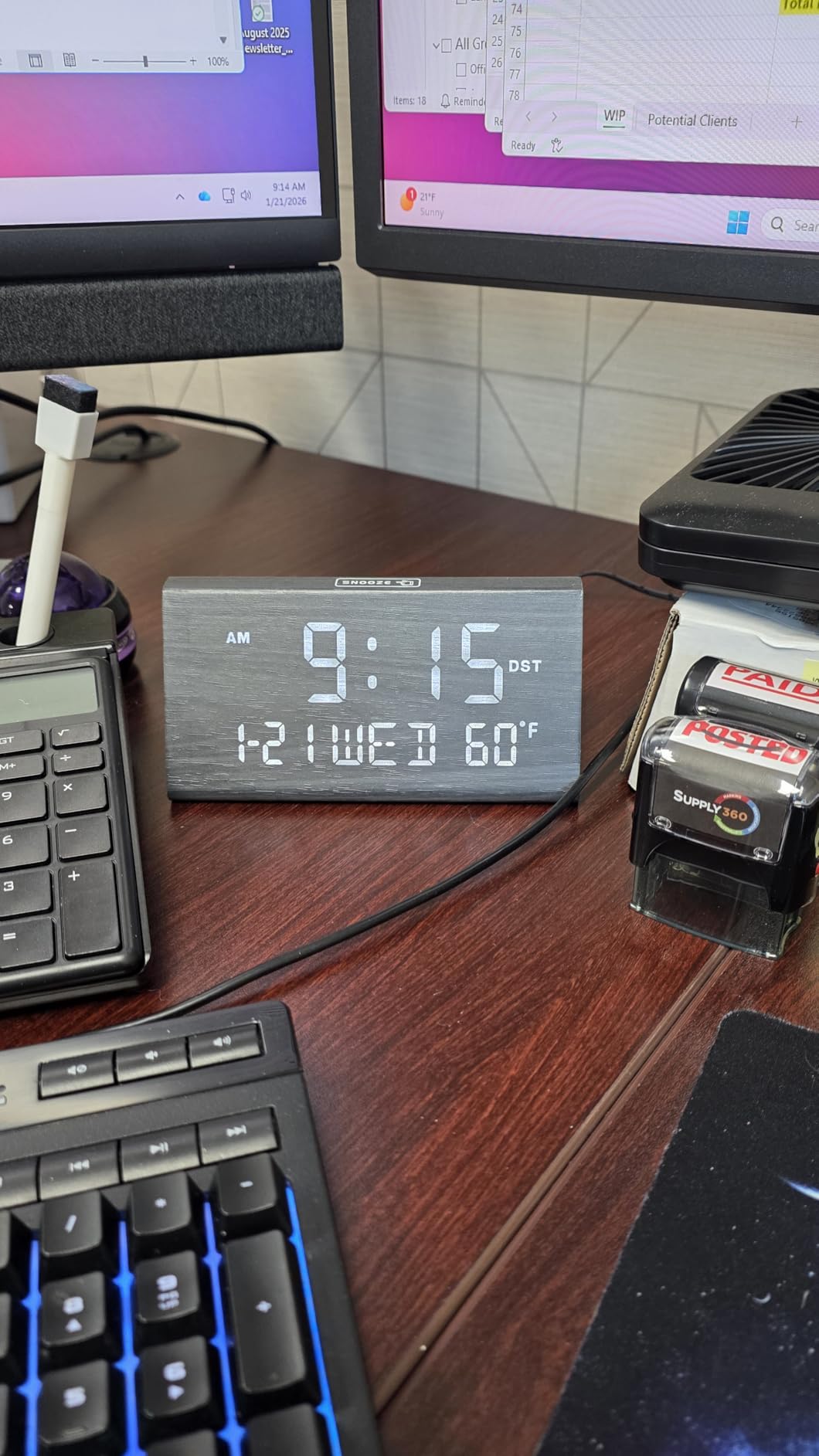 DreamSky Digital Alarm Clocks for Bedrooms - Wooden Desk Clock with Date, Day of Week, USB Port, Temperature, Dimmer for Bedside Table, Living Room, Office, Adjustable Volume, Auto DST, Wood Decor customer photo 1