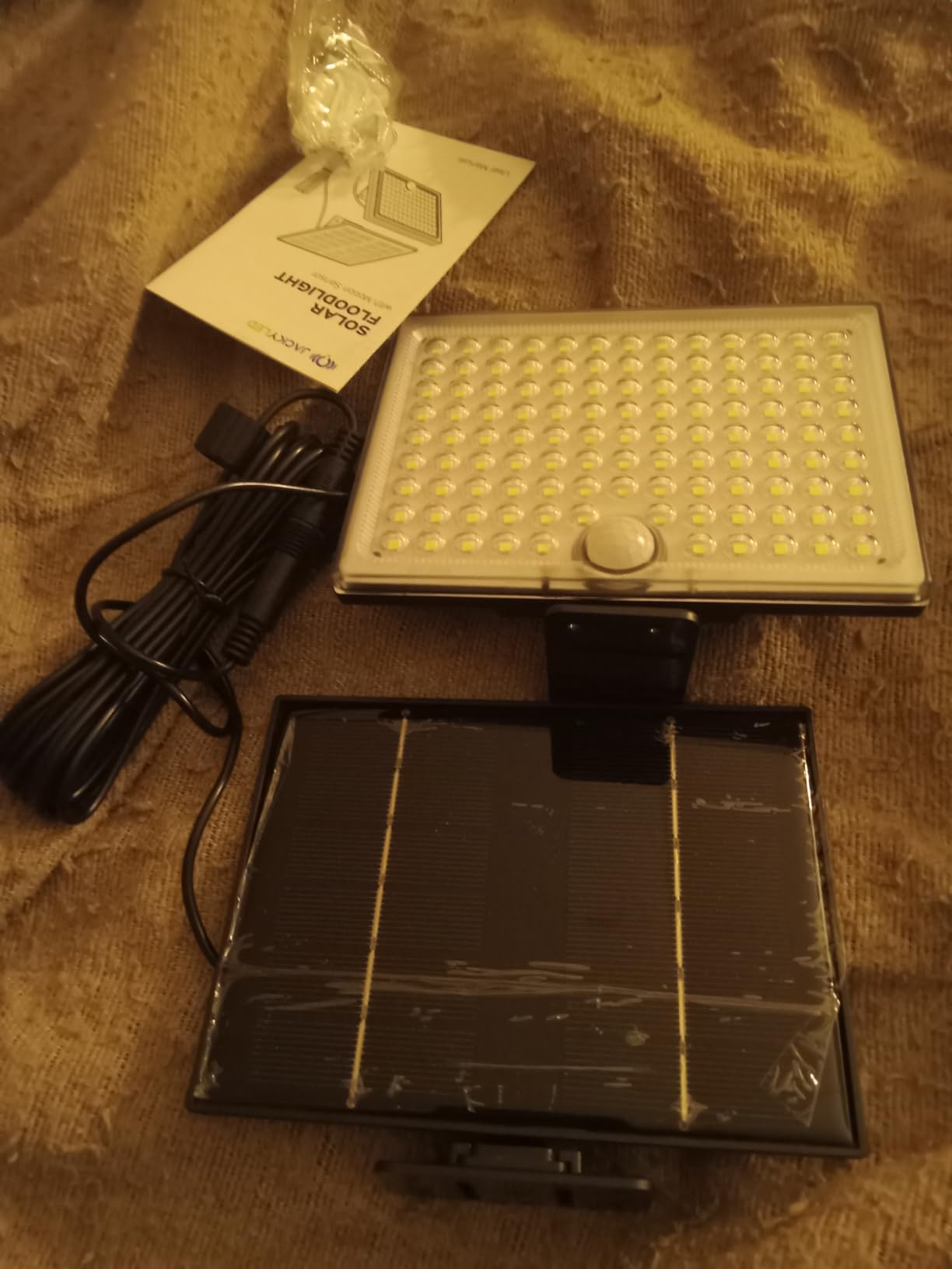 JACKYLED Solar Lights Outdoor with Motion Sensor, 113LED Cool White Solar Flood Lights, Waterproof Dusk to Dawn Solar Powered Security Spot Lights for Porch Patio Yard Garage, 1 Pack customer photo 1