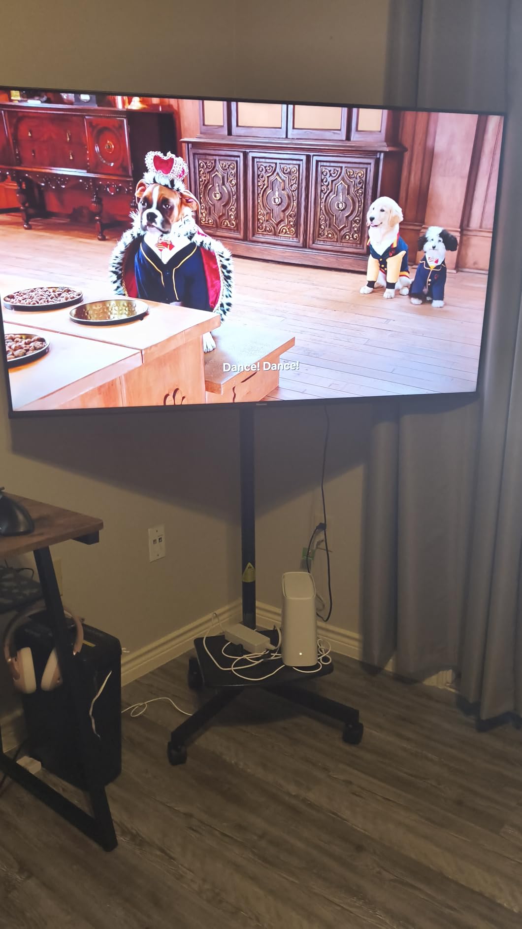 PERLESMITH Rolling TV Stand on Wheels for 23-60 Inch Flat Curved Screen TVs, Mobile TV Cart Holds up to 99 lbs -Portable TV Stand Adjustable Height with Shelf/Tray, Max VESA 400x400mm, PSTVMC04 customer photo 2