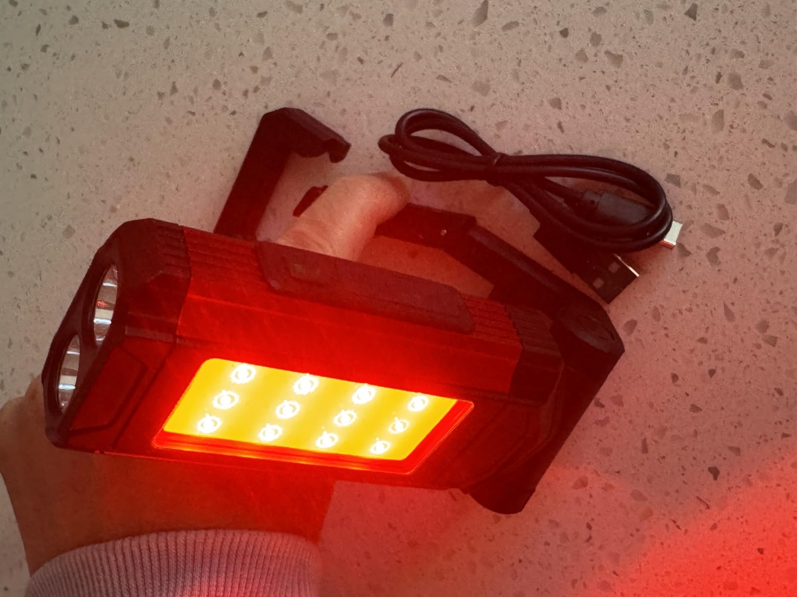 YiaMia Rechargeable LED Magnetic Work Light 2 Pack, Portable Tool Gifts for Men, 7 Flashlight Modes with Kickstand and Carabiner, USB Charging for Camping, Hunting, and Car Repairs customer photo 1