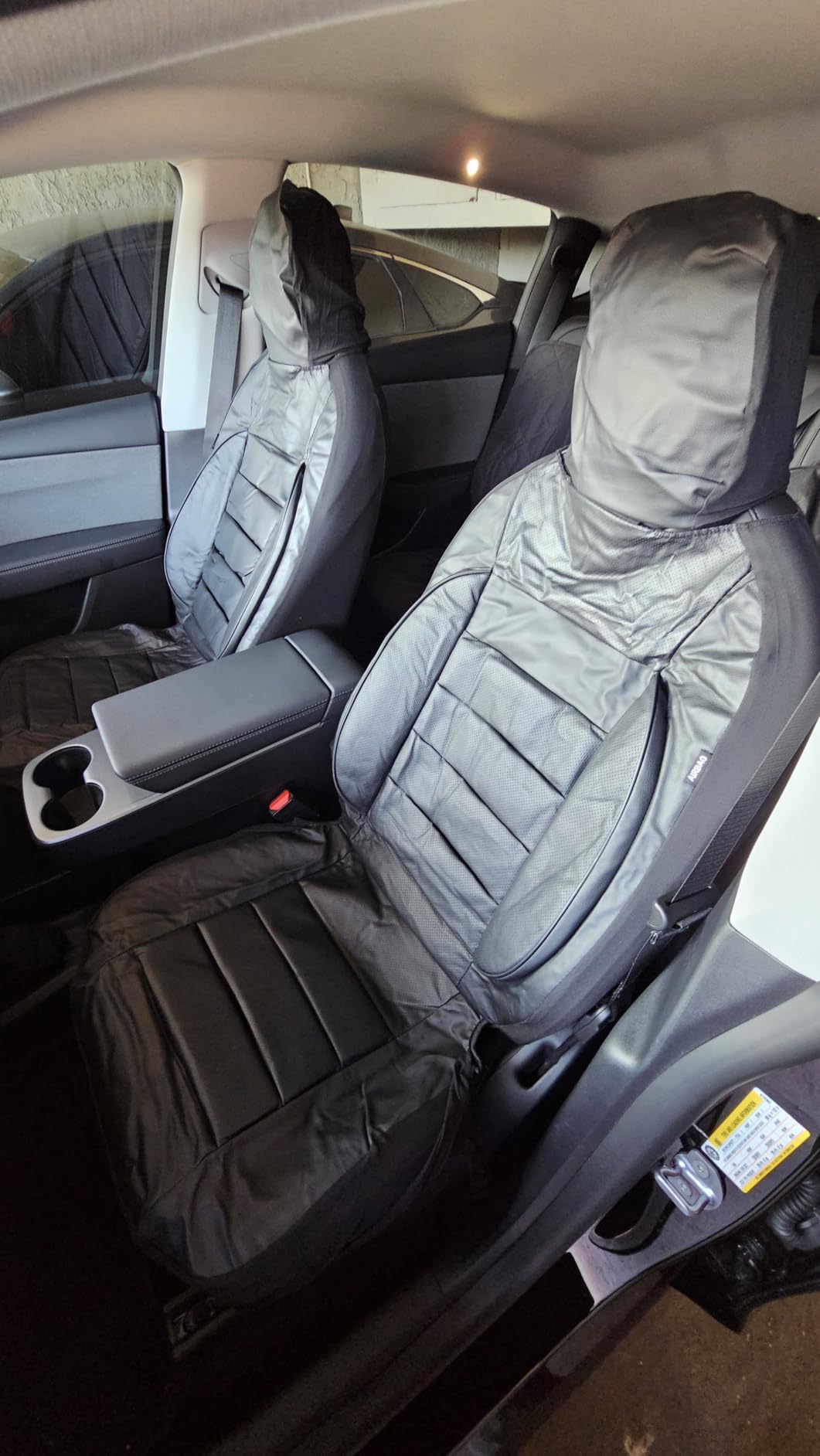 CAR PASS Faux Leather Car Seat Covers Front Seats Only, 3D Foam Support Car Seat Covers, Universal fit for Trucks Vans SUVs Sedans Automotive Comfortable, Airbag Compatible 2 Pieces Front Solid Black customer photo 2