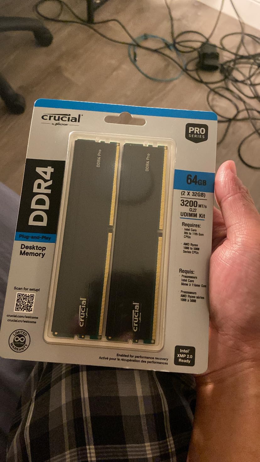 Crucial Pro 64GB DDR4 RAM Kit (2x32GB), 3200MHz Desktop Memory, Compatible with Intel and AMD Ryzen customer photo 1