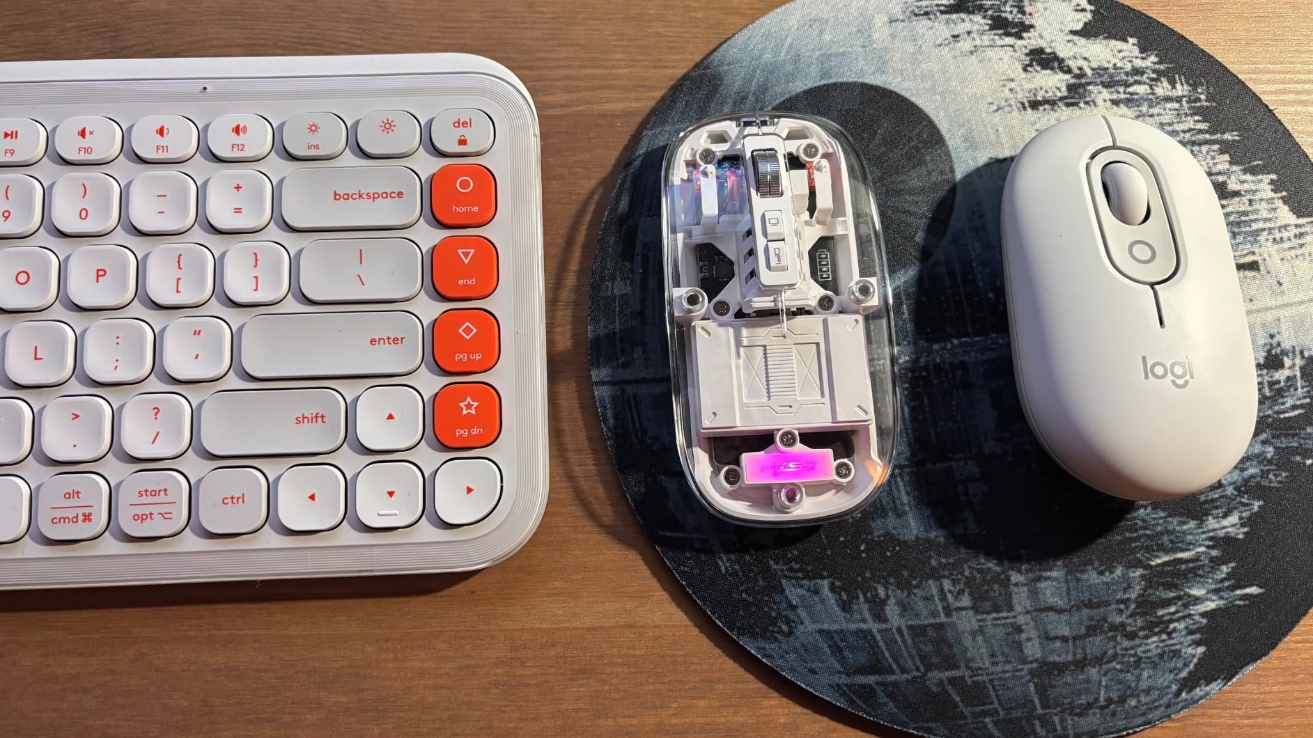 A.JAZZ Wireless Bluetooth5.1&2.4G Mini Lightweight Mouse,Transparent Clear Cool,Rechargeable Silent Computer Mice,Nano USB C Receiver,LED Battery Magic Silm for Office/PC/Mac/Laptop/Apple/ipad(White) customer photo 1