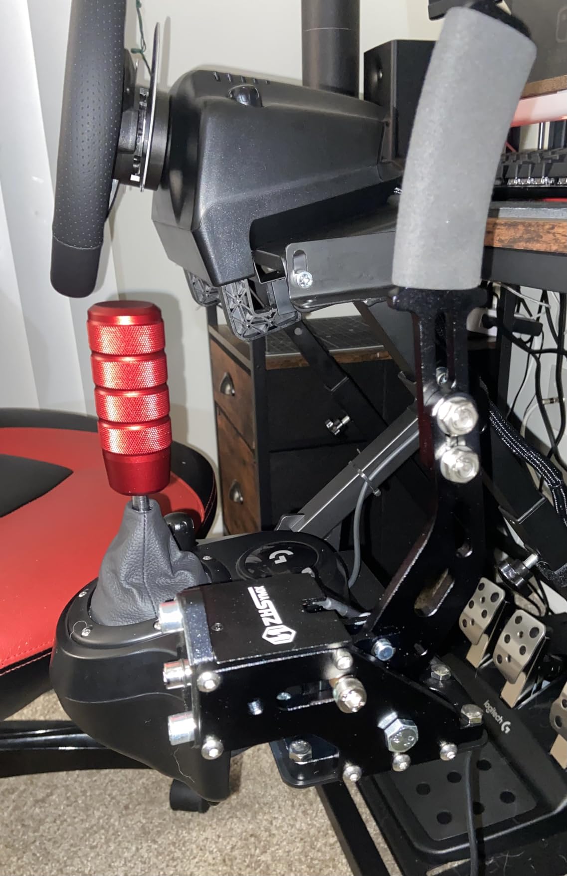 ZHSYMX USB Handbrak,USB Handbrake PC for 64Bit SIM Racing Games, Compatible with Logitech G27 G29 G920 G923 T500 T300 Simulate Linear Handbrake 6ft USB Cable with Fixing Clip and Plate customer photo 2